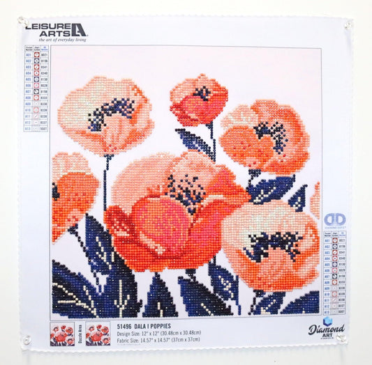 Poppy oh Poppy! Dancing 12" x 12" Iridescent 5D Diamond Dotz Poppy Floral Diamond Art - Monkeysmojo