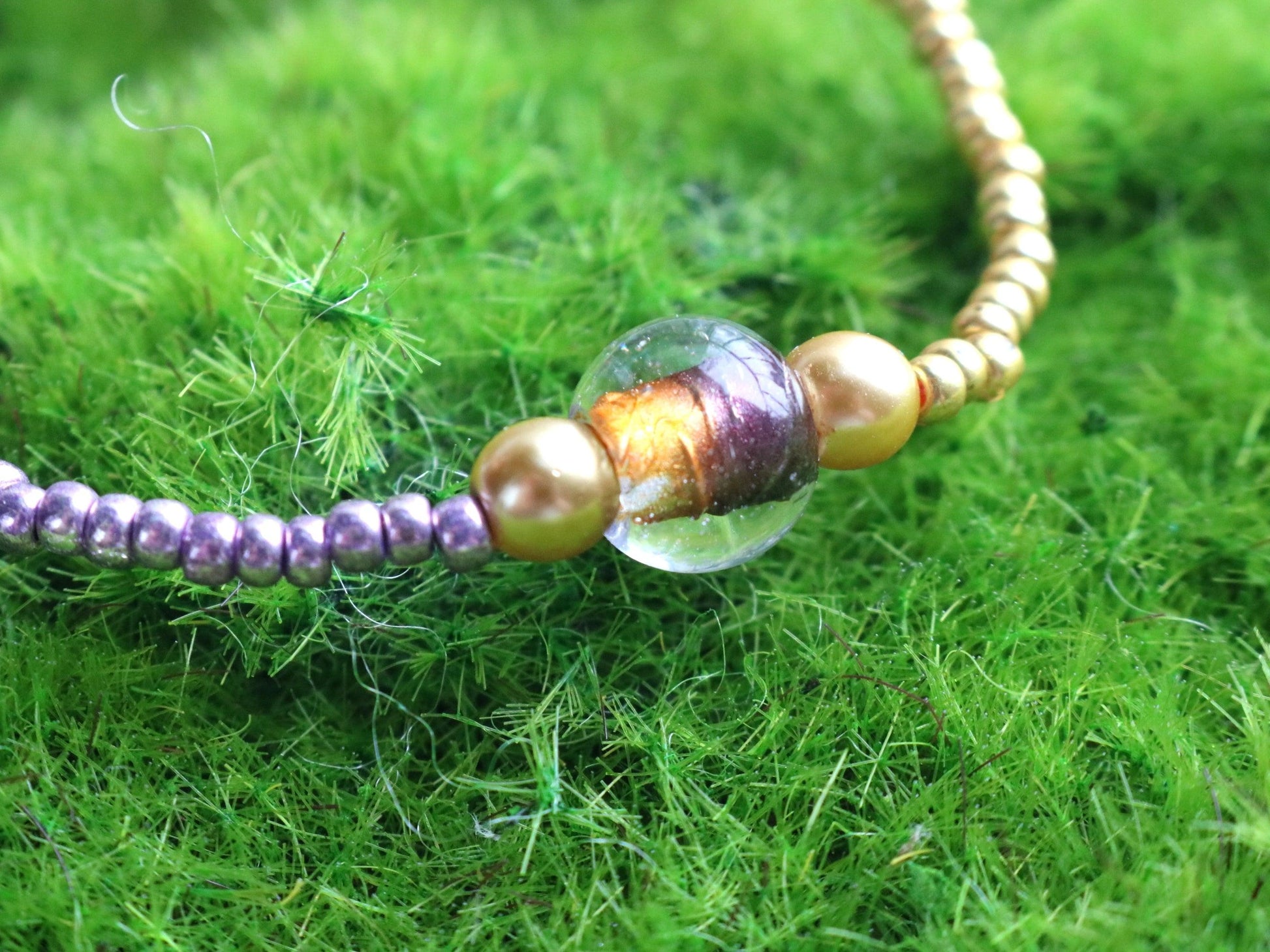 LSU College Themed - Yellow (Gold) and Purple Gemini Stretch Bracelet - Monkeysmojo