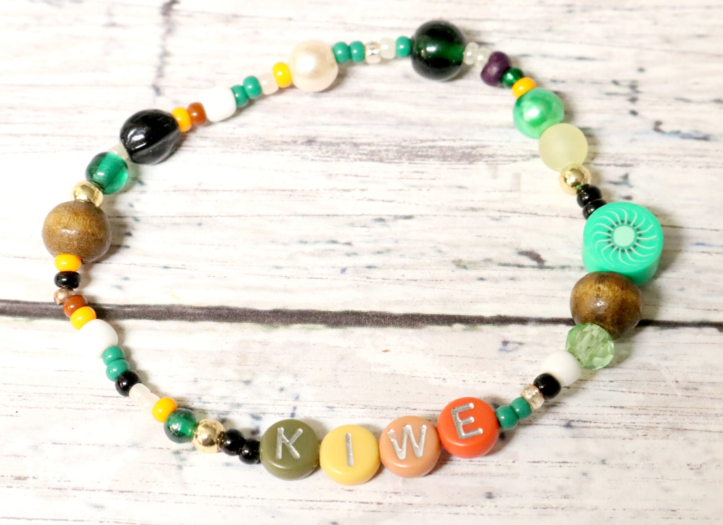 Kiwe Dreams - It's A Little Fruity - Kiwi Themed Handmade Artisan Bracelet by Monkey's Mojo