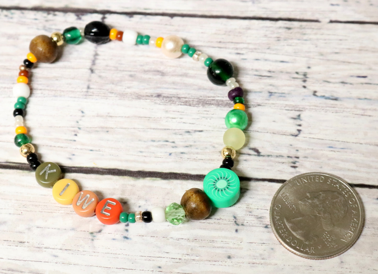 Kiwe Dreams - It's A Little Fruity - Kiwi Themed Handmade Artisan Bracelet by Monkey's Mojo