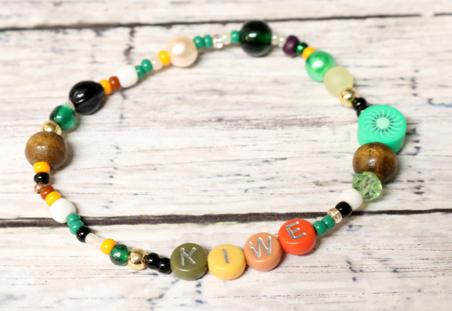 Kiwe Dreams - It's A Little Fruity - Kiwi Themed Handmade Artisan Bracelet by Monkey's Mojo