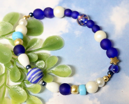 Your Grandmother's Blue and White China Inspired Handmade Artisan Bracelet by Monkey's Mojo