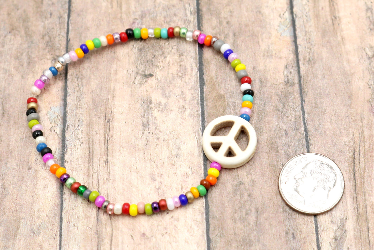 Holler For Howlite  Dove White Peace Be to You Assorted Seed Bead Glass Bracelet by Monkey's Mojo