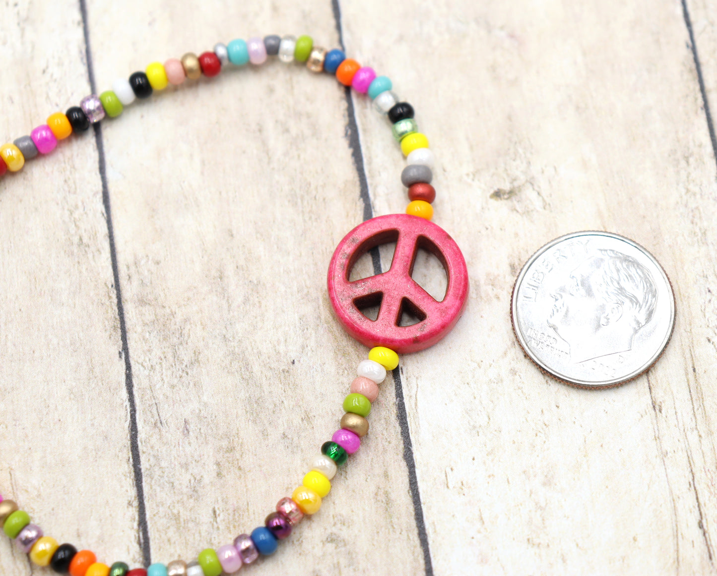Holler For Howlite Pink Peace Be to You Assorted Seed Bead Glass Bracelet by Monkey's Mojo