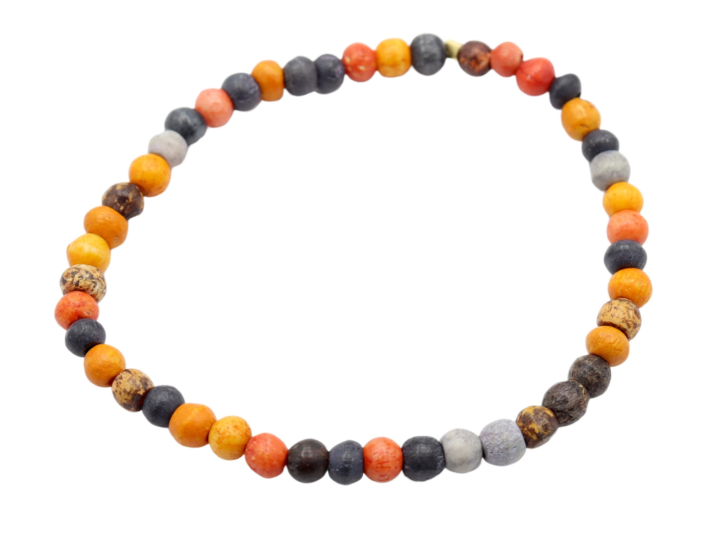 Retro Halloween Tricks and Dyed Bone Orange, Black, & Gray Beaded Bracelet by Monkey's Mojo