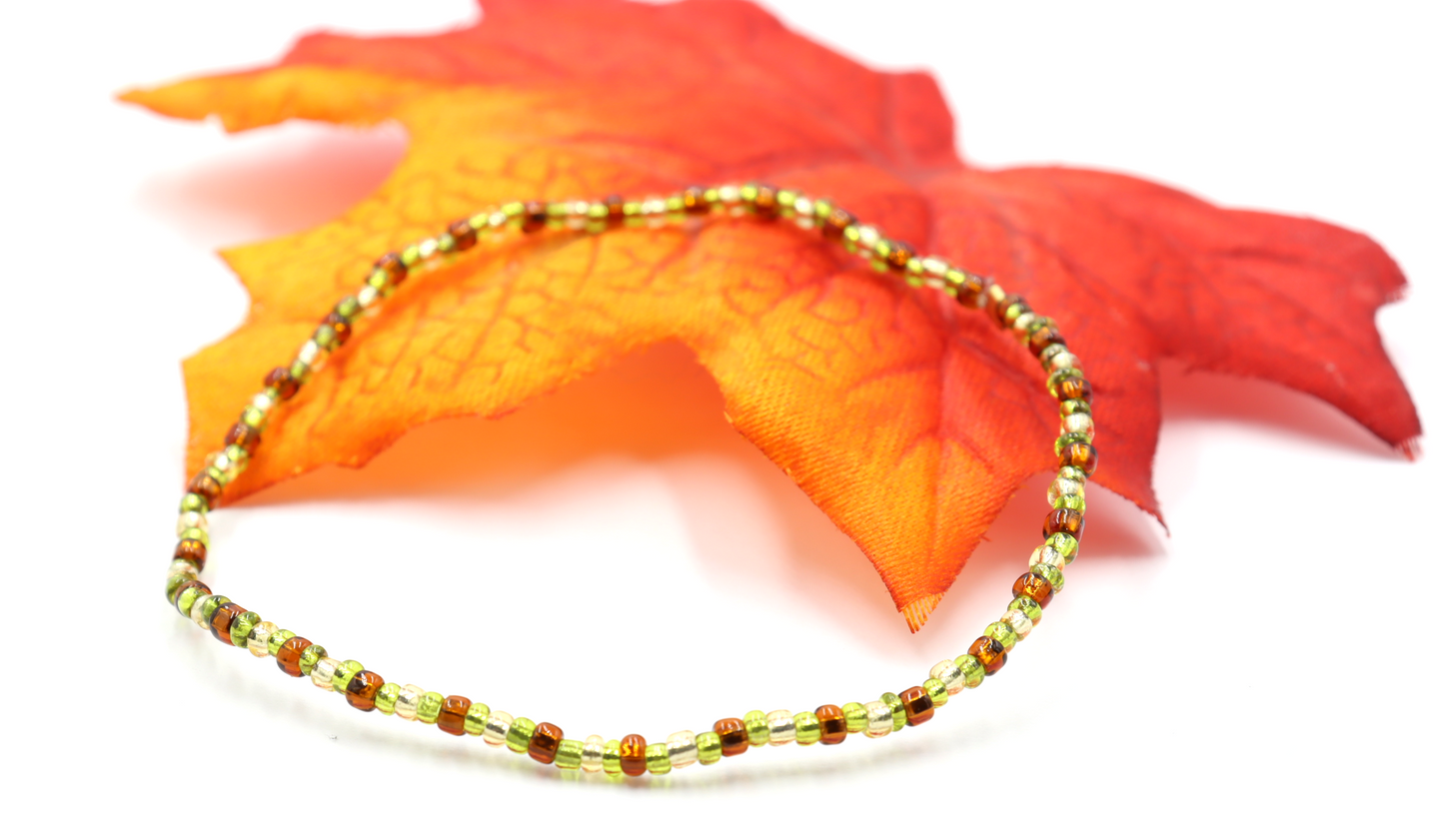 Harvest Pear - An Autumn Delight Women's Glass Bead Stretch Bracelet by Monkey's Mojo