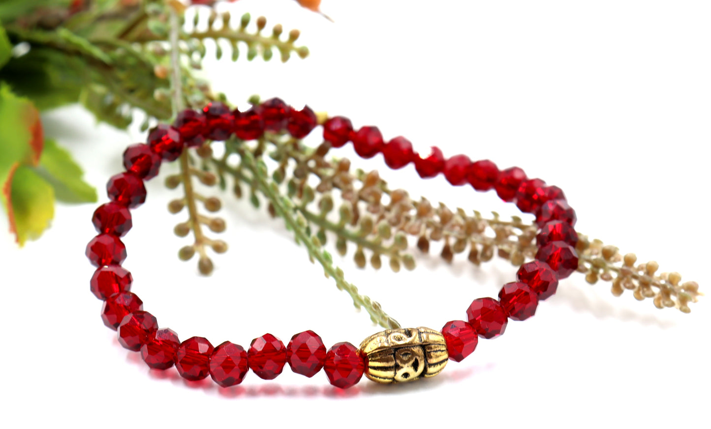 Autumn Crimson Red and Golden Leaf Sparkle Crystal Dream Bracelet by Monkey's Mojo