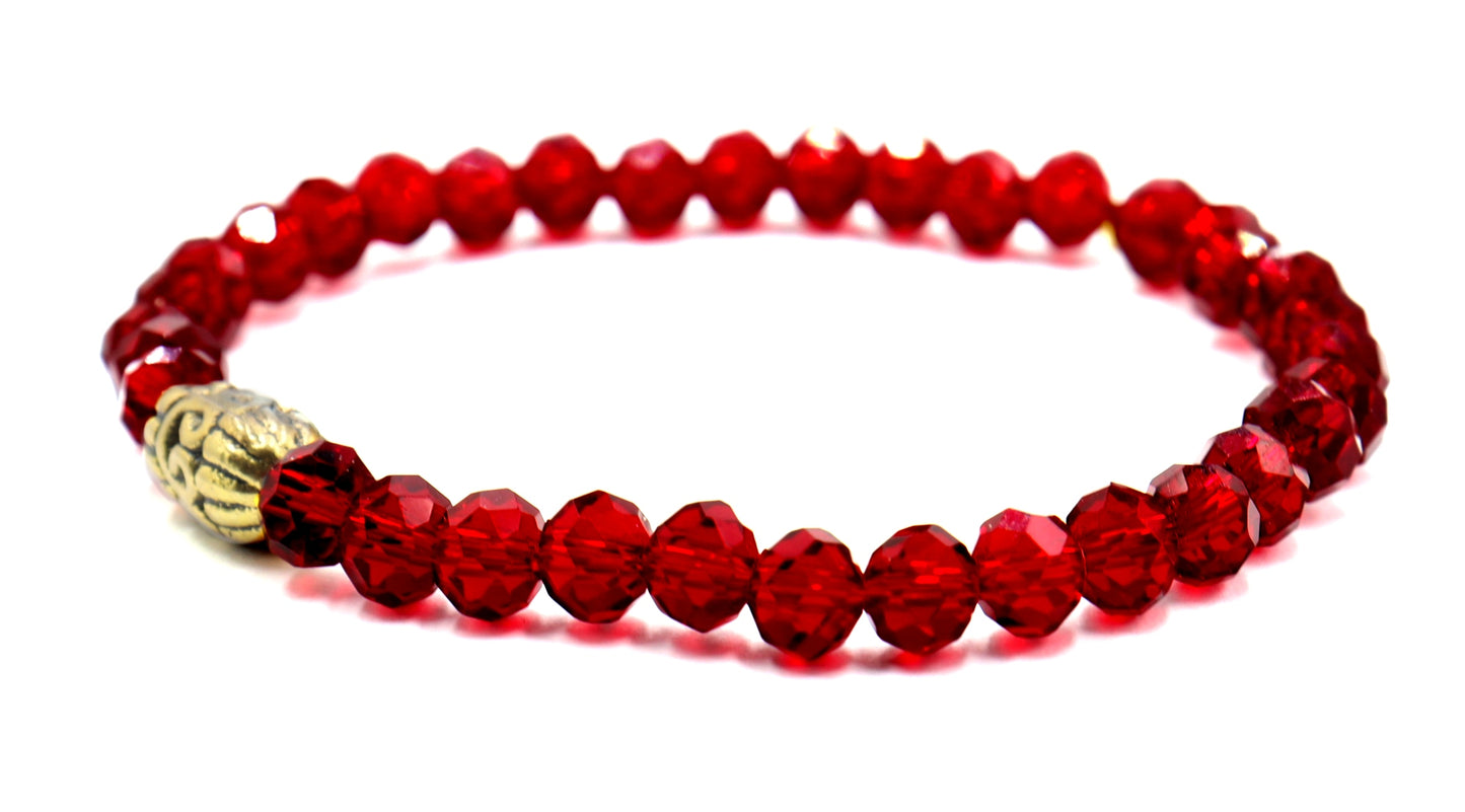 Autumn Crimson Red and Golden Leaf Sparkle Crystal Dream Bracelet by Monkey's Mojo