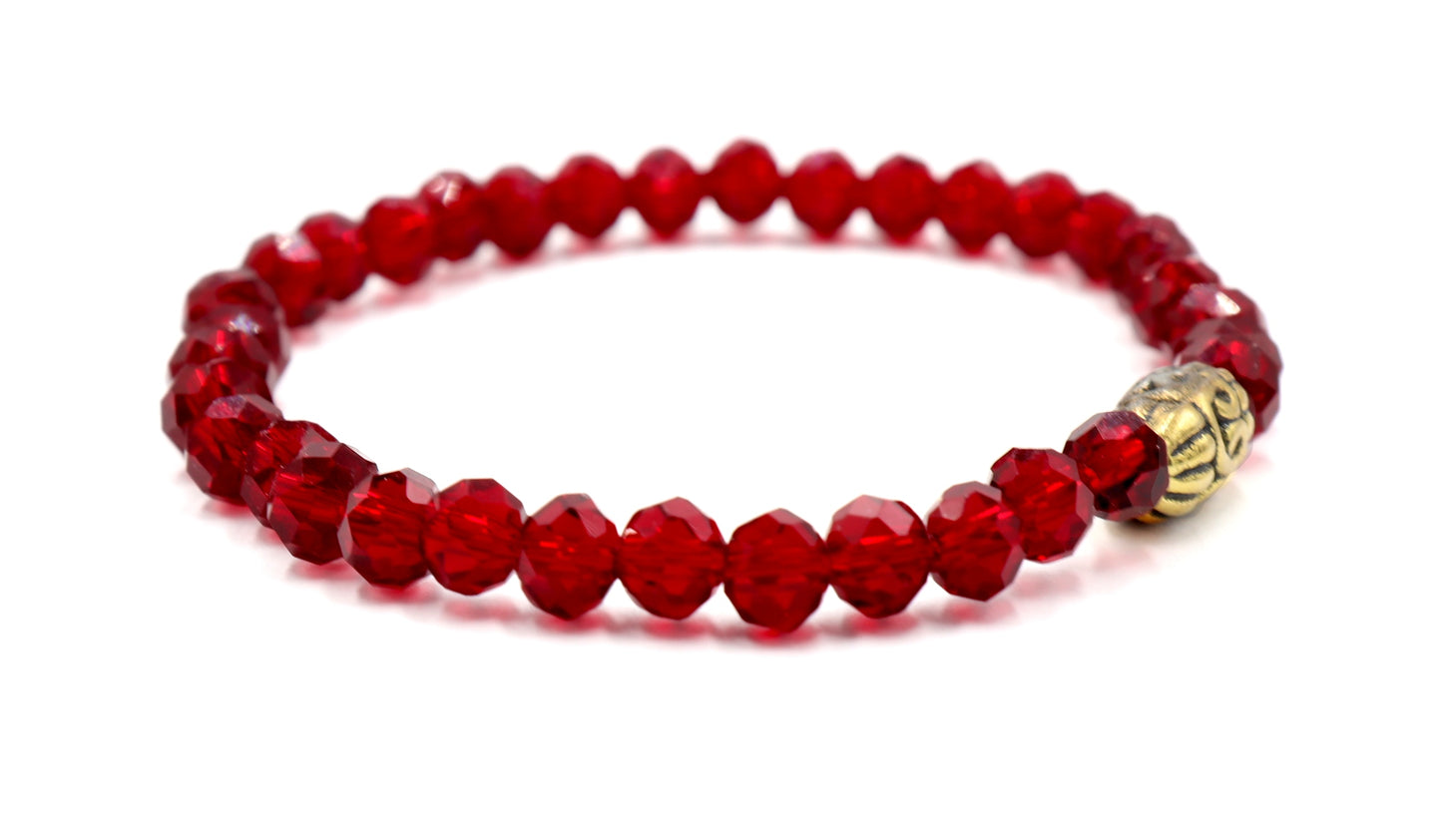Autumn Crimson Red and Golden Leaf Sparkle Crystal Dream Bracelet by Monkey's Mojo