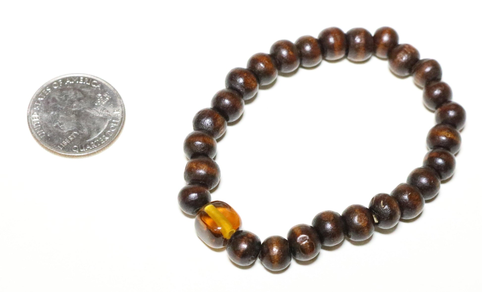 Citrine Honey Yellow Glass Bead and Dark Wooden Dream Beads Bracelet - Monkeysmojo