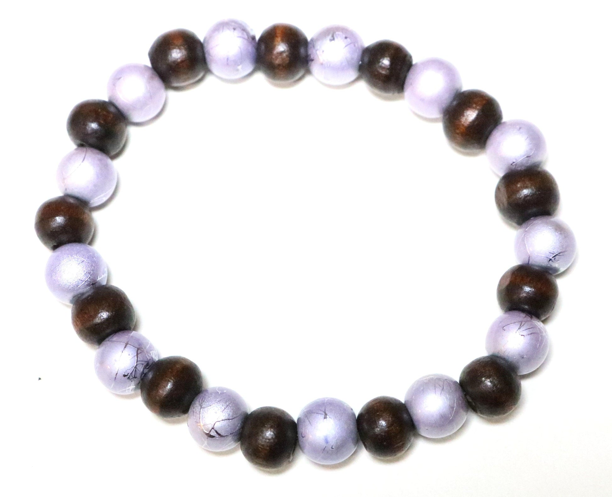 Ship Meets Sea Nautical Blue Metallic Glass Beads with Dark Brown Wooden Beads Bracelet - Monkeysmojo