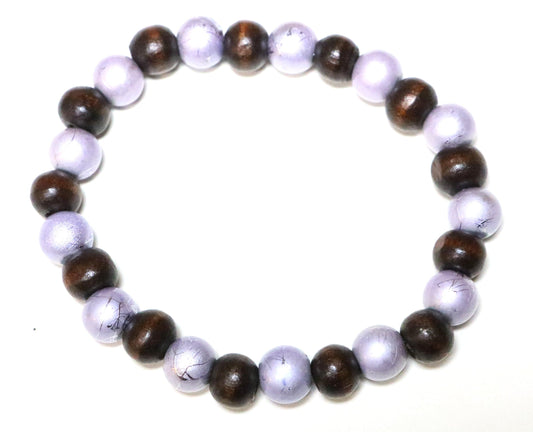 Ship Meets Sea Nautical Blue Metallic Glass Beads with Dark Brown Wooden Beads Bracelet - Monkeysmojo