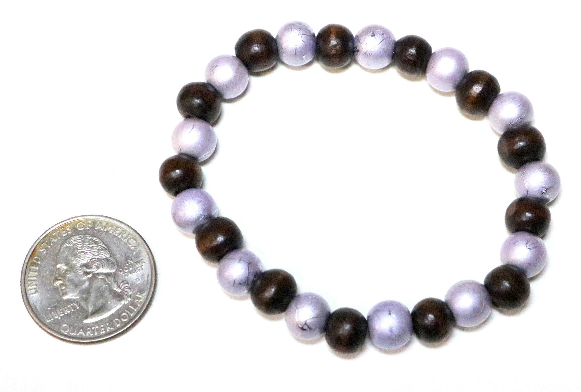 Ship Meets Sea Nautical Blue Metallic Glass Beads with Dark Brown Wooden Beads Bracelet - Monkeysmojo