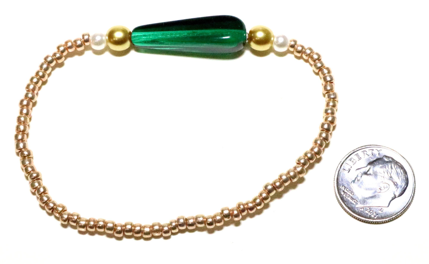 Luck of the Irish Leprechaun Tear Drop Rose Gold, Dark Green, & White Bracelet - Monkeysmojo
