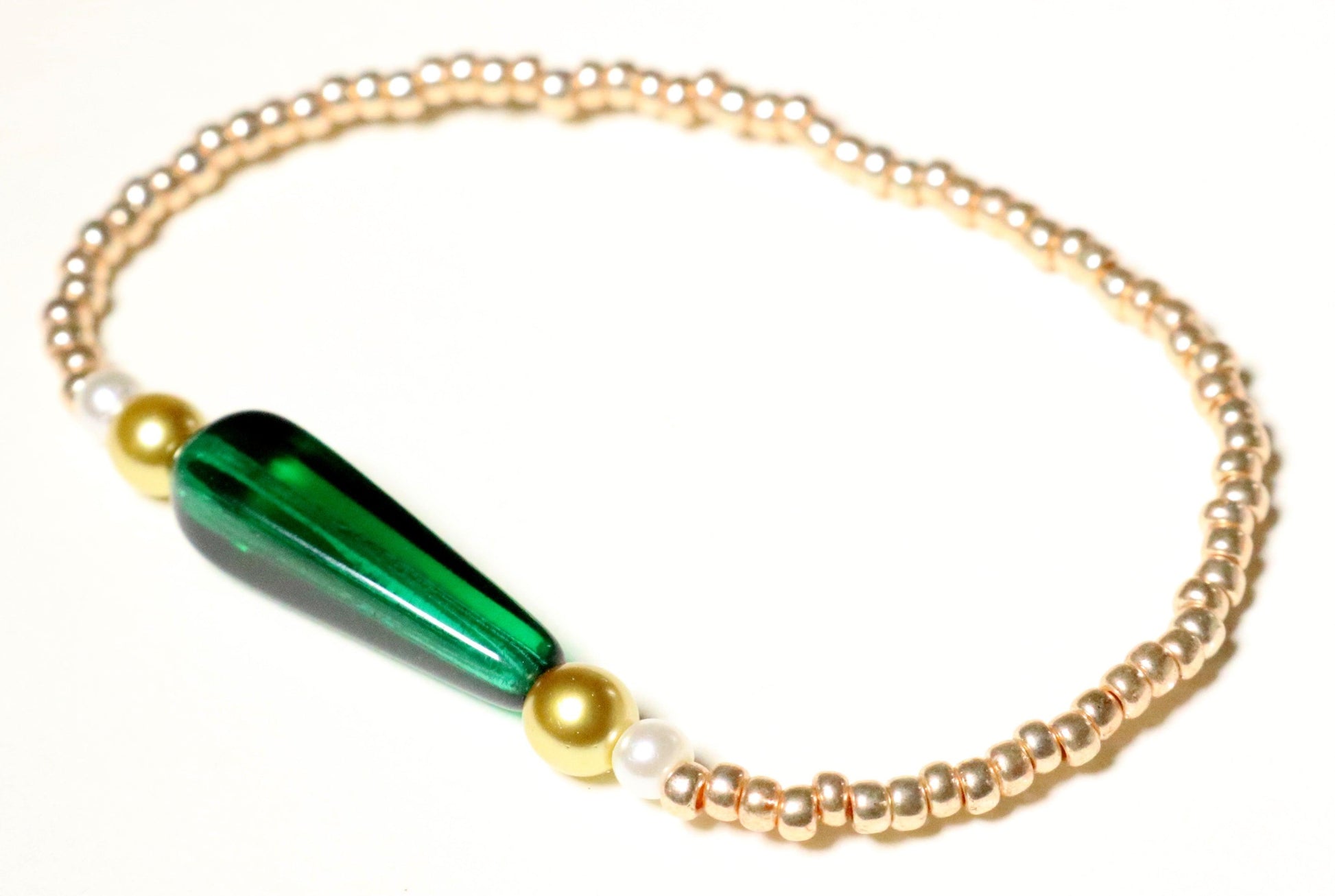 Luck of the Irish Leprechaun Tear Drop Rose Gold, Dark Green, & White Bracelet - Monkeysmojo
