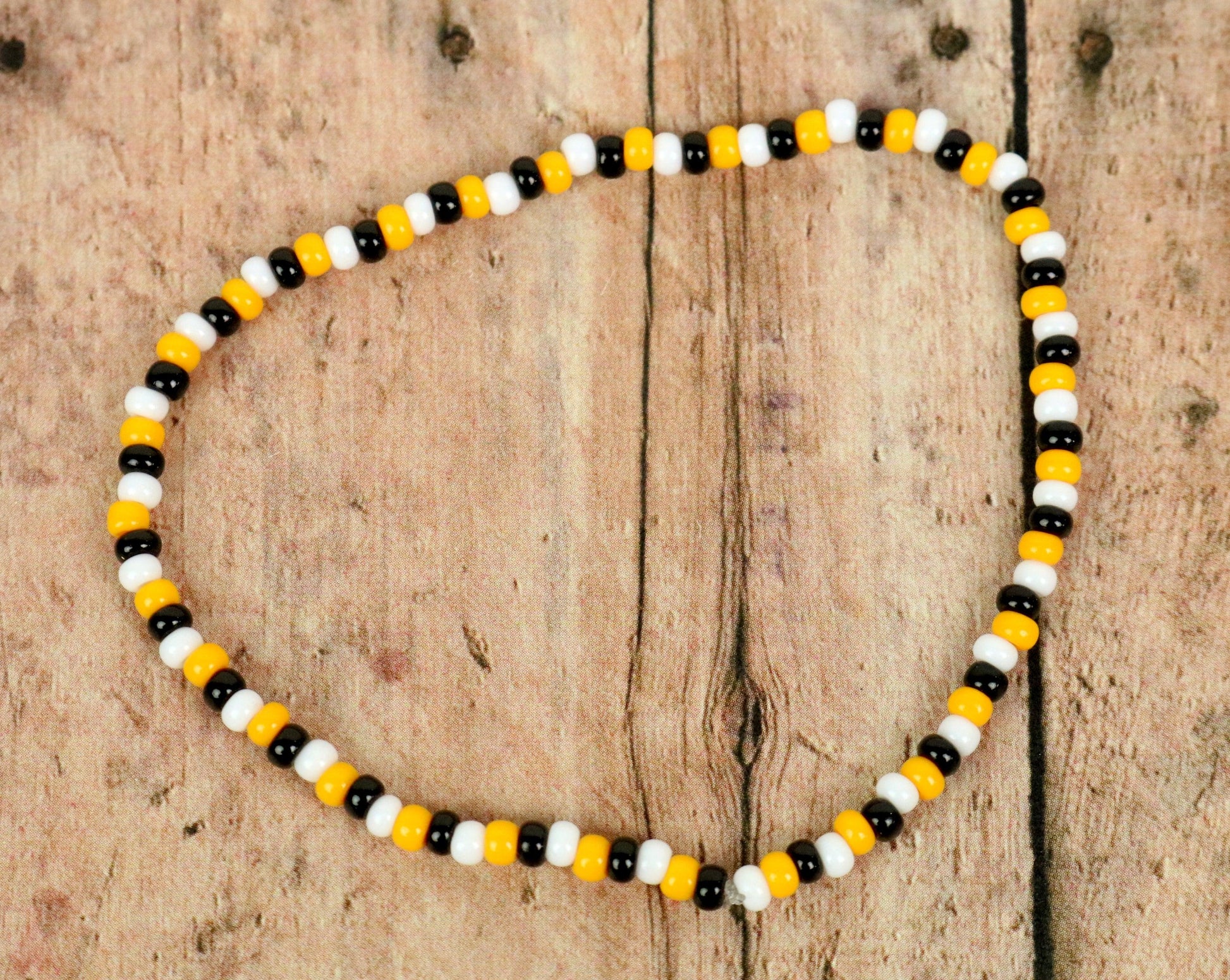 Simple Bumble Bee Black, Yellow, and White Glass Stack Women's Bracelet - Monkeysmojo
