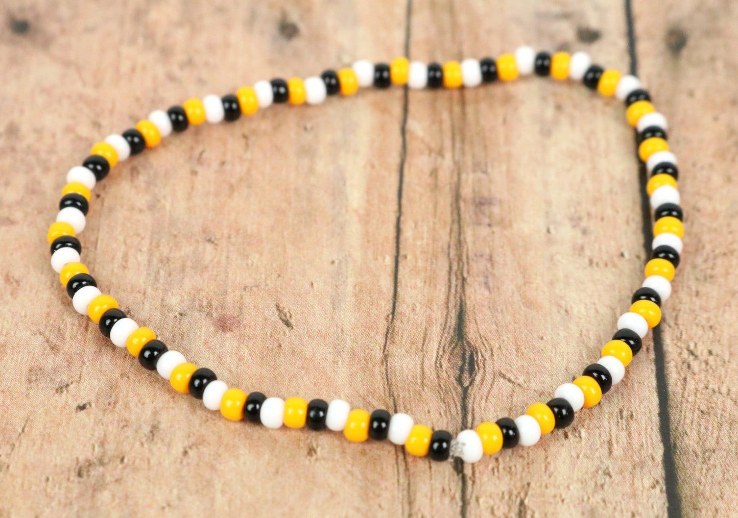 Simple Bumble Bee Black, Yellow, and White Glass Stack Women's Bracelet - Monkeysmojo