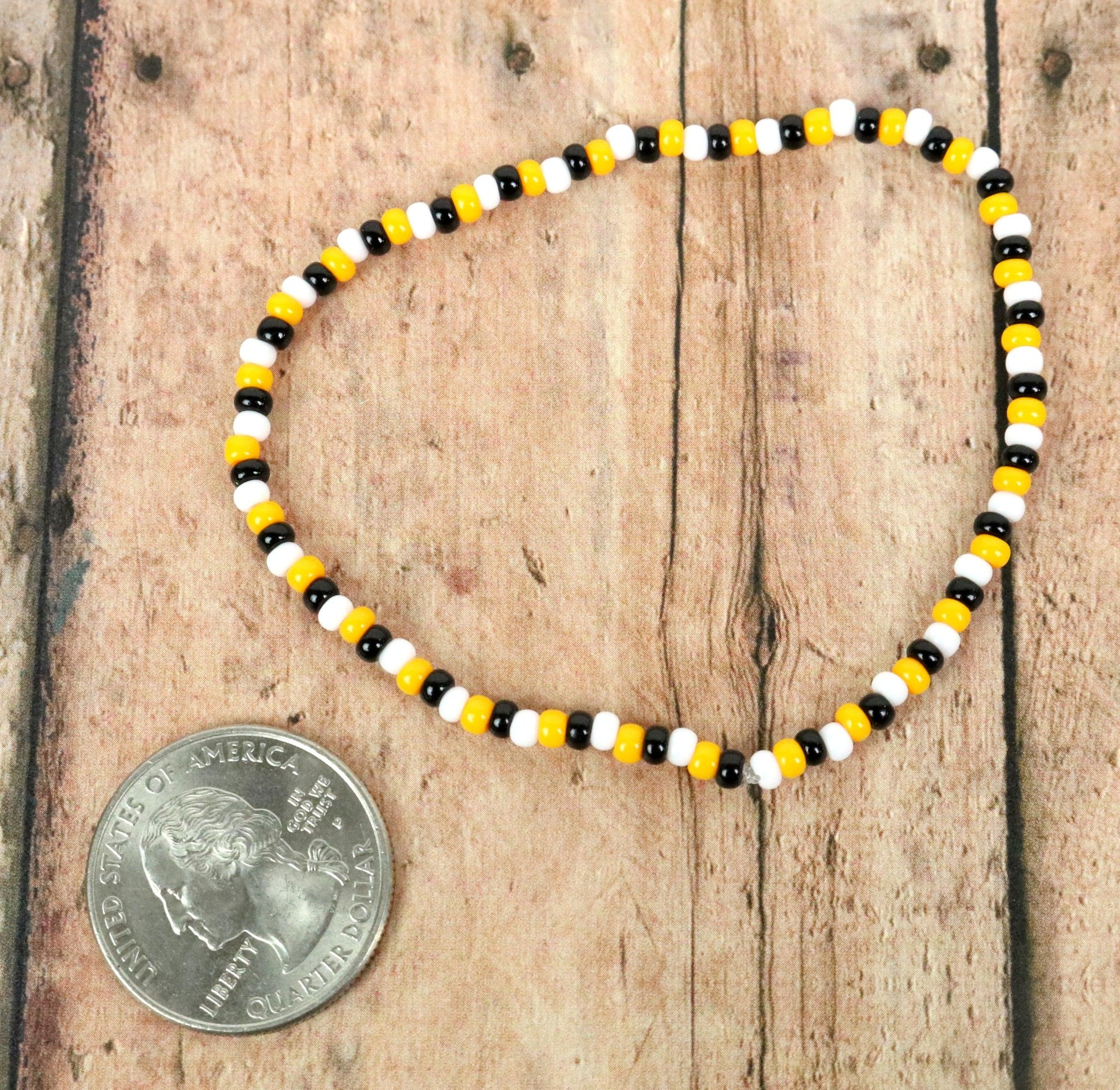 Simple Bumble Bee Black, Yellow, and White Glass Stack Women's Bracelet - Monkeysmojo
