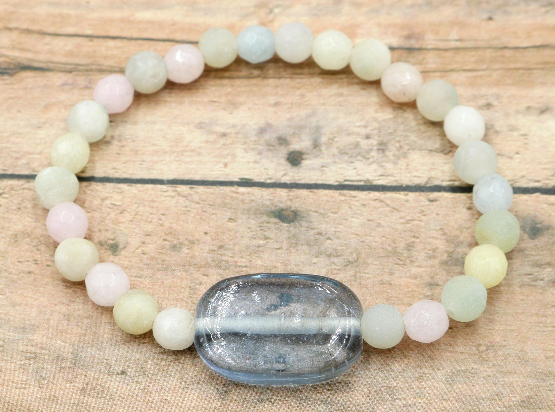 Pastel Dreams - Large Statement Bracelet - Assorted Pastel Gemstones Spring Bracelet - Monkeysmojo