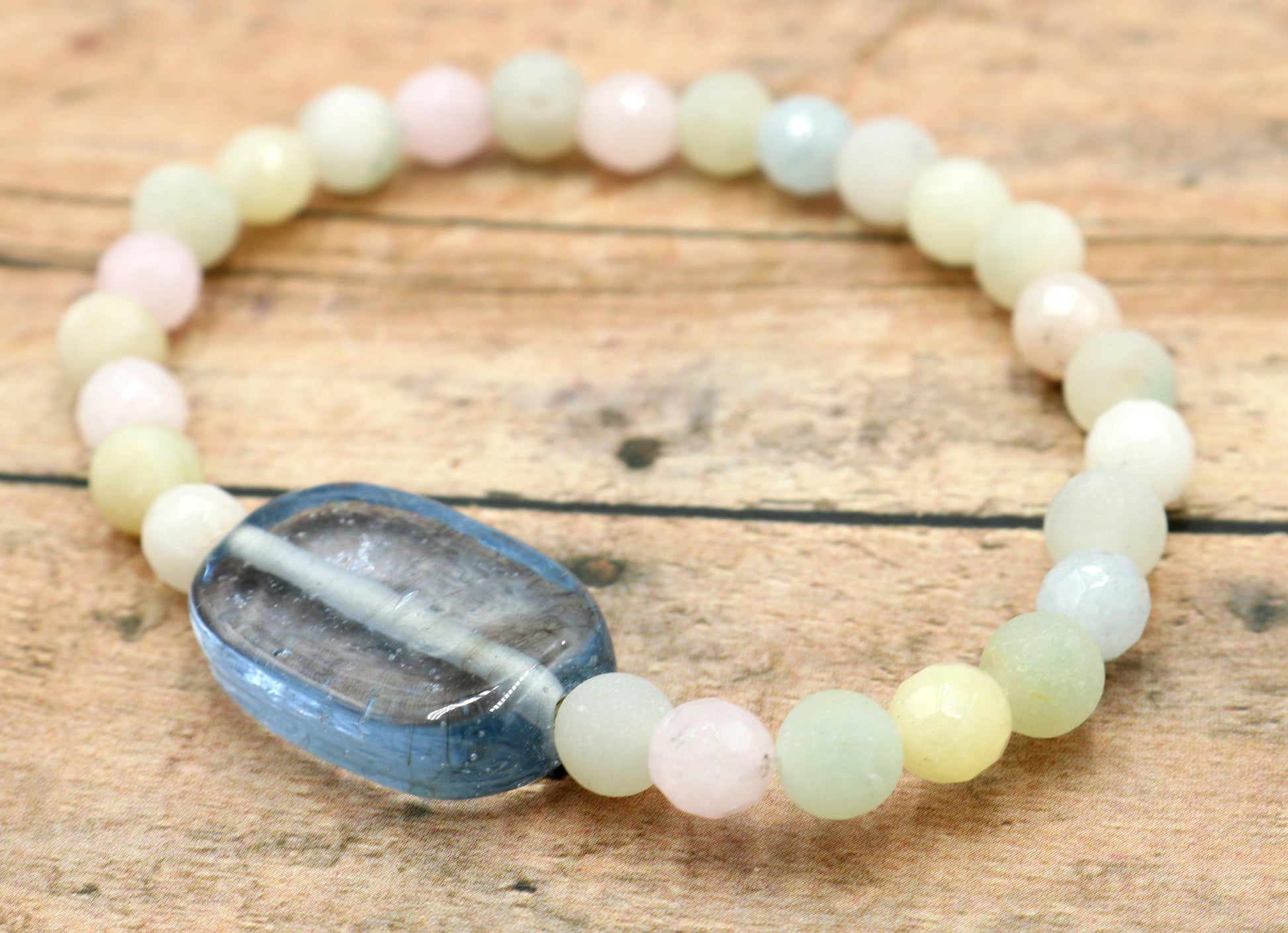 Pastel Dreams - Large Statement Bracelet - Assorted Pastel Gemstones Spring Bracelet - Monkeysmojo
