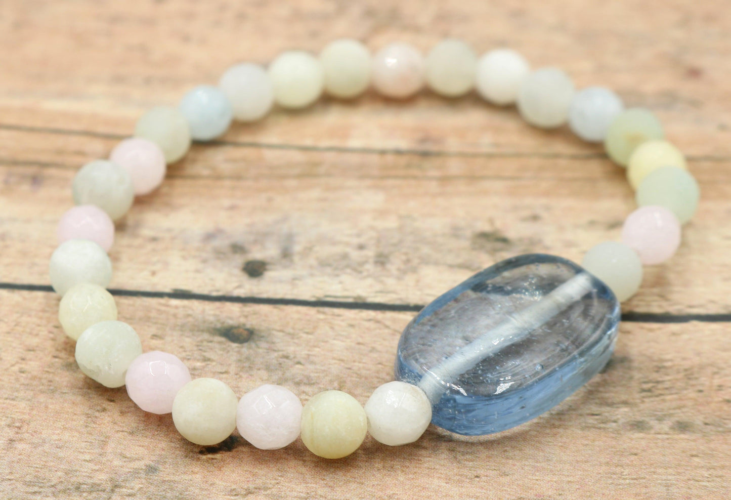 Pastel Dreams - Large Statement Bracelet - Assorted Pastel Gemstones Spring Bracelet - Monkeysmojo