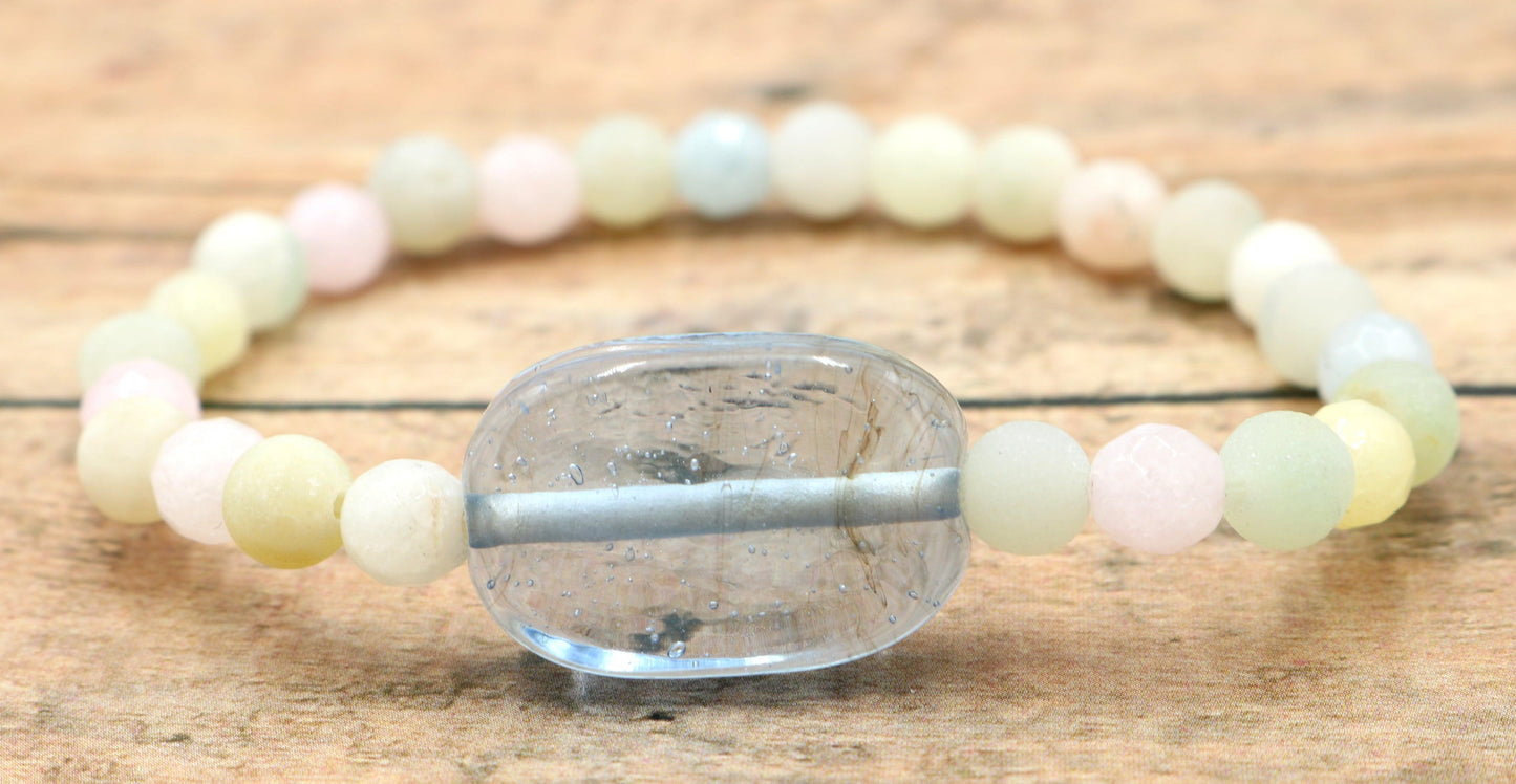 Pastel Dreams - Large Statement Bracelet - Assorted Pastel Gemstones Spring Bracelet - Monkeysmojo