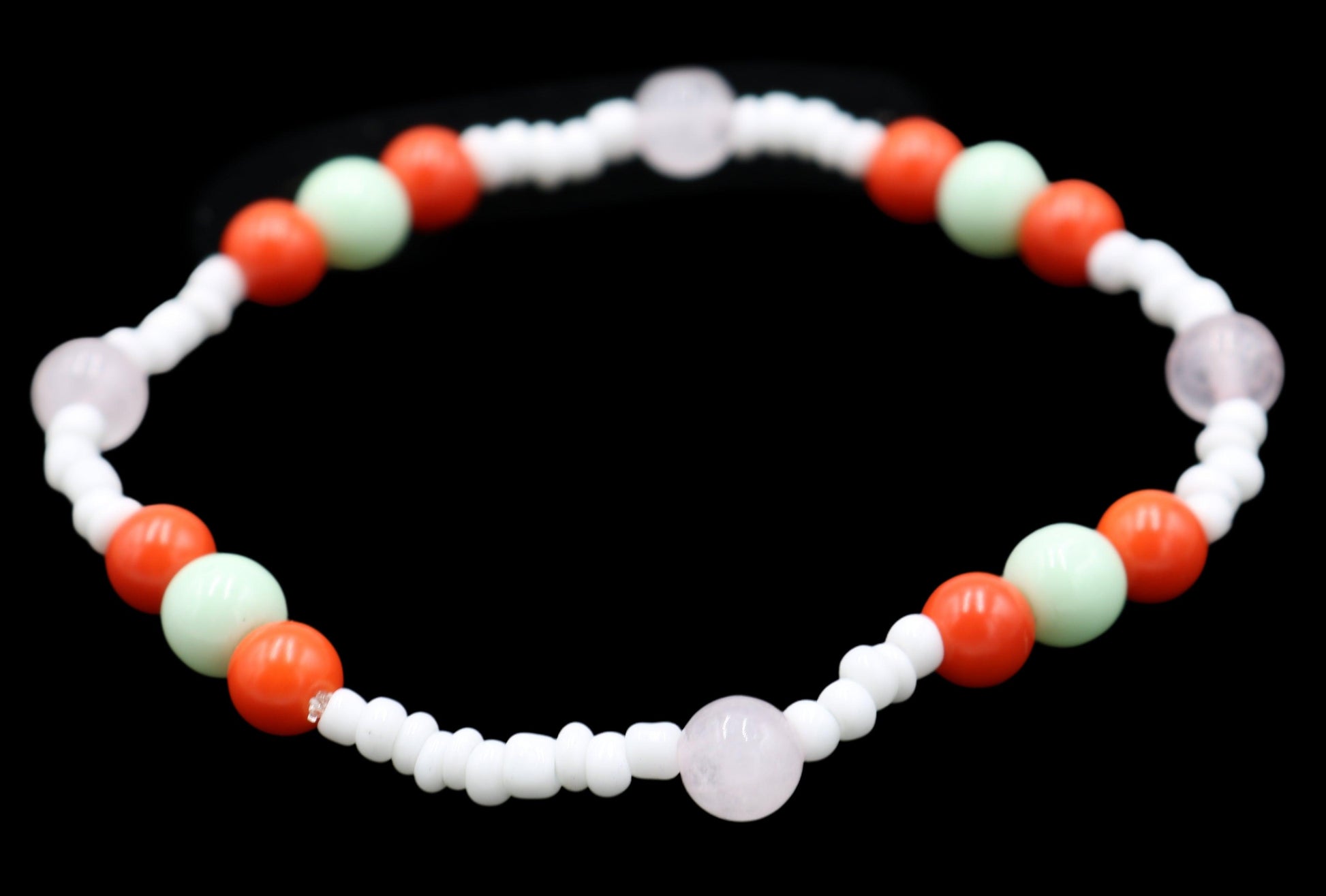 Orange Dreamsicle and Strawberry Mint Spring Time Women's Glass Stretch Bracelet - Monkeysmojo