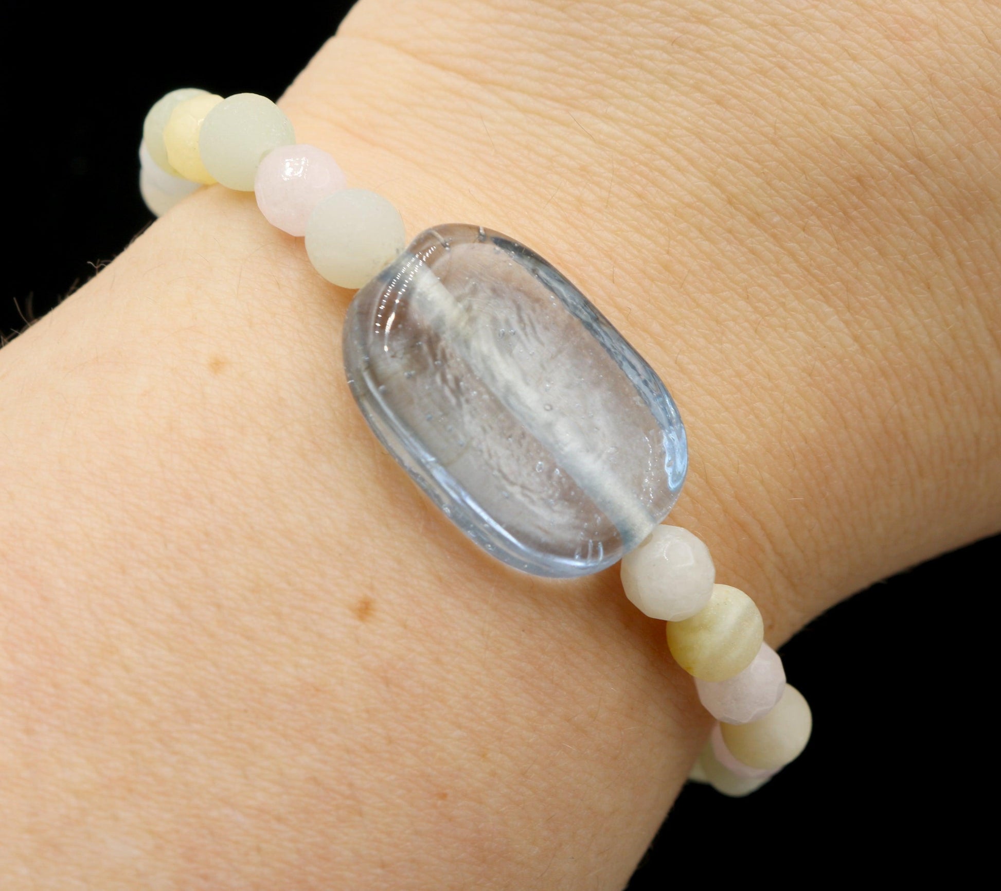 Pastel Dreams - Large Statement Bracelet - Assorted Pastel Gemstones Spring Bracelet - Monkeysmojo