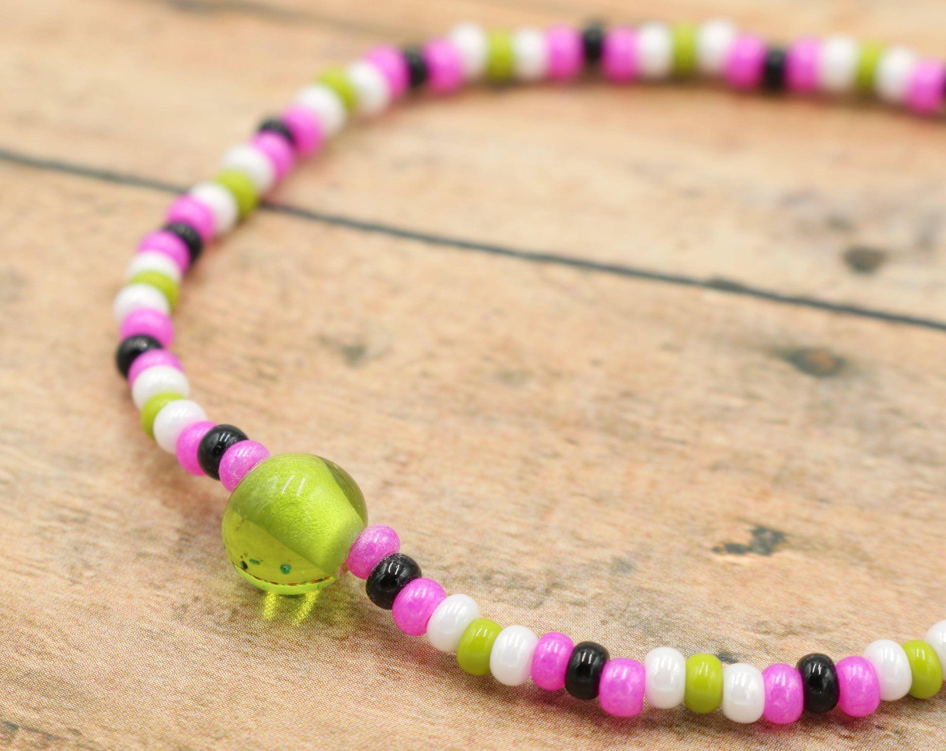 Sweet Like Watermelon Summer Pink, Green, and Black Glass Women's Bracelet - Monkeysmojo