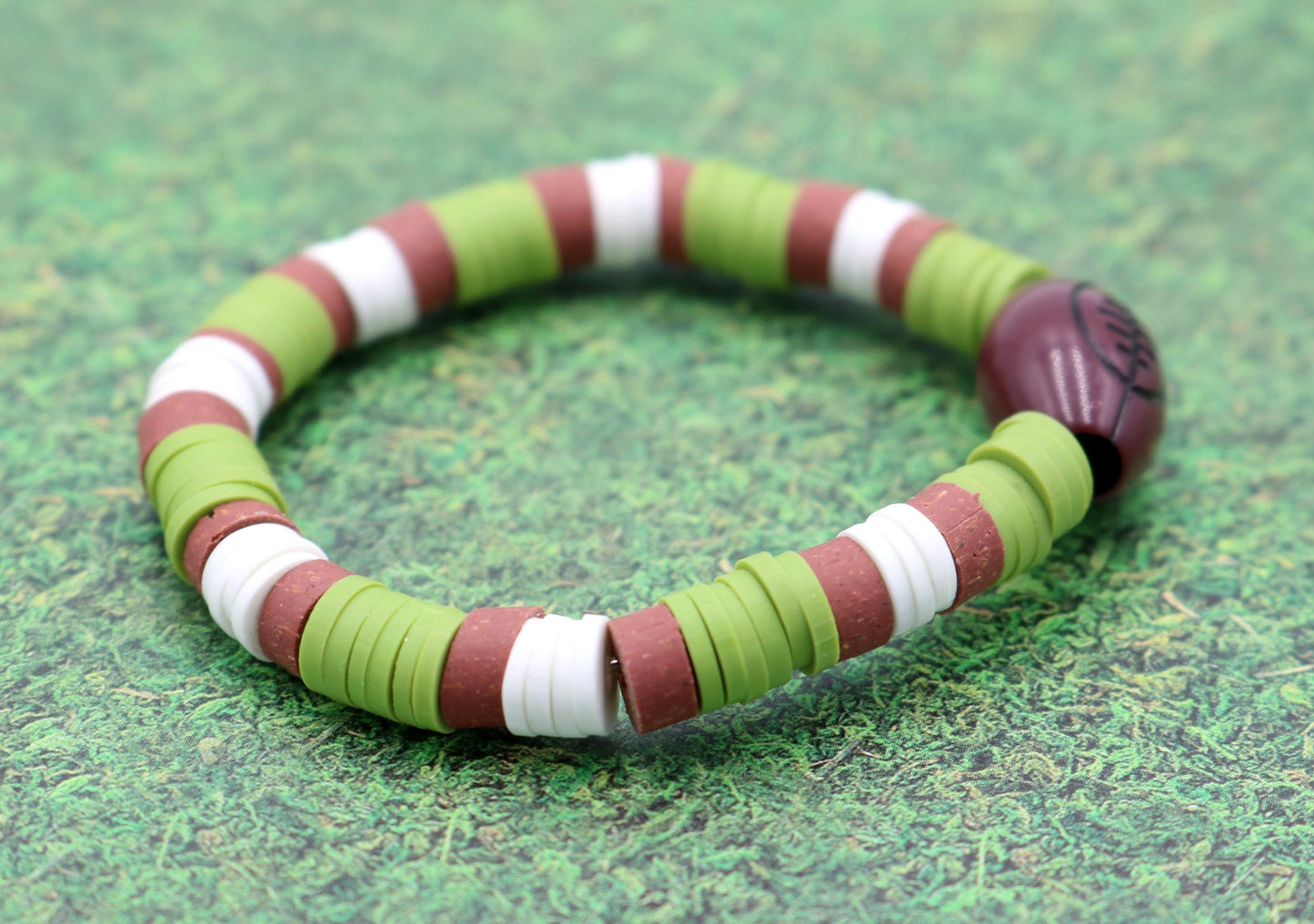 Youth Boy's American Football Themed Polymer Clay Trending Sports Themed Stretch Bracelet - Monkeysmojo