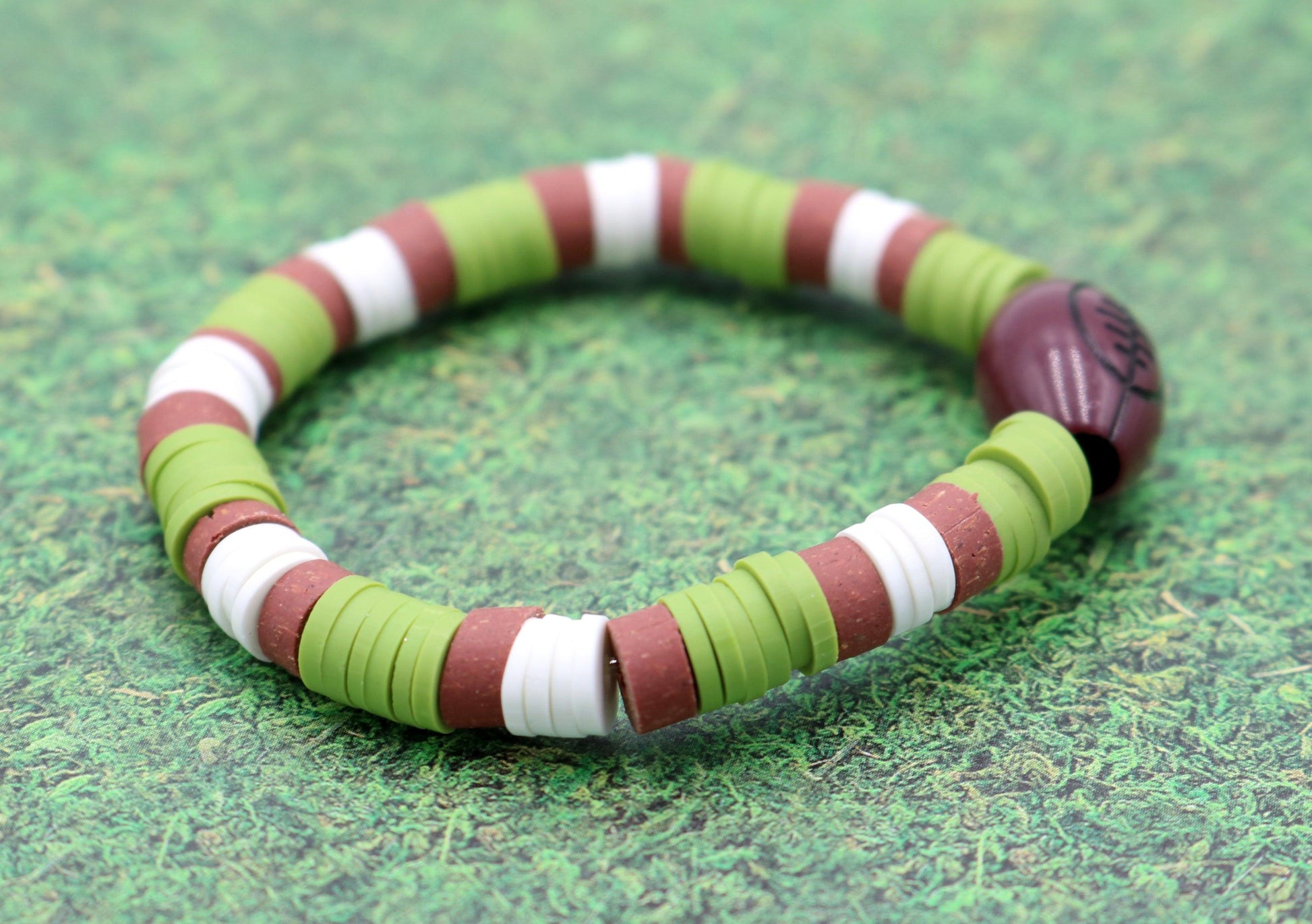 Youth Boy's American Football Themed Polymer Clay Trending Sports Themed Stretch Bracelet - Monkeysmojo
