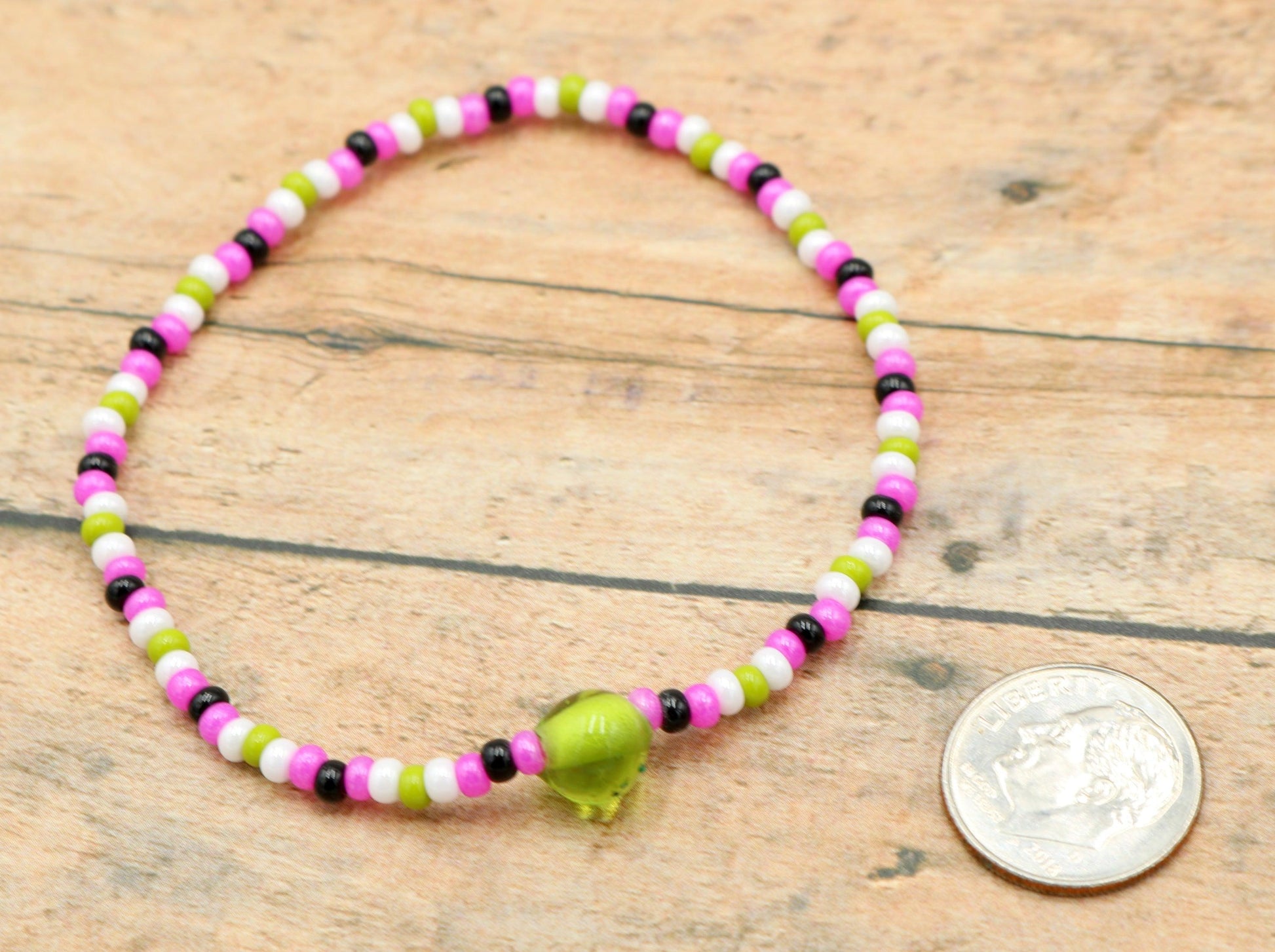 Sweet Like Watermelon Summer Pink, Green, and Black Glass Women's Bracelet - Monkeysmojo
