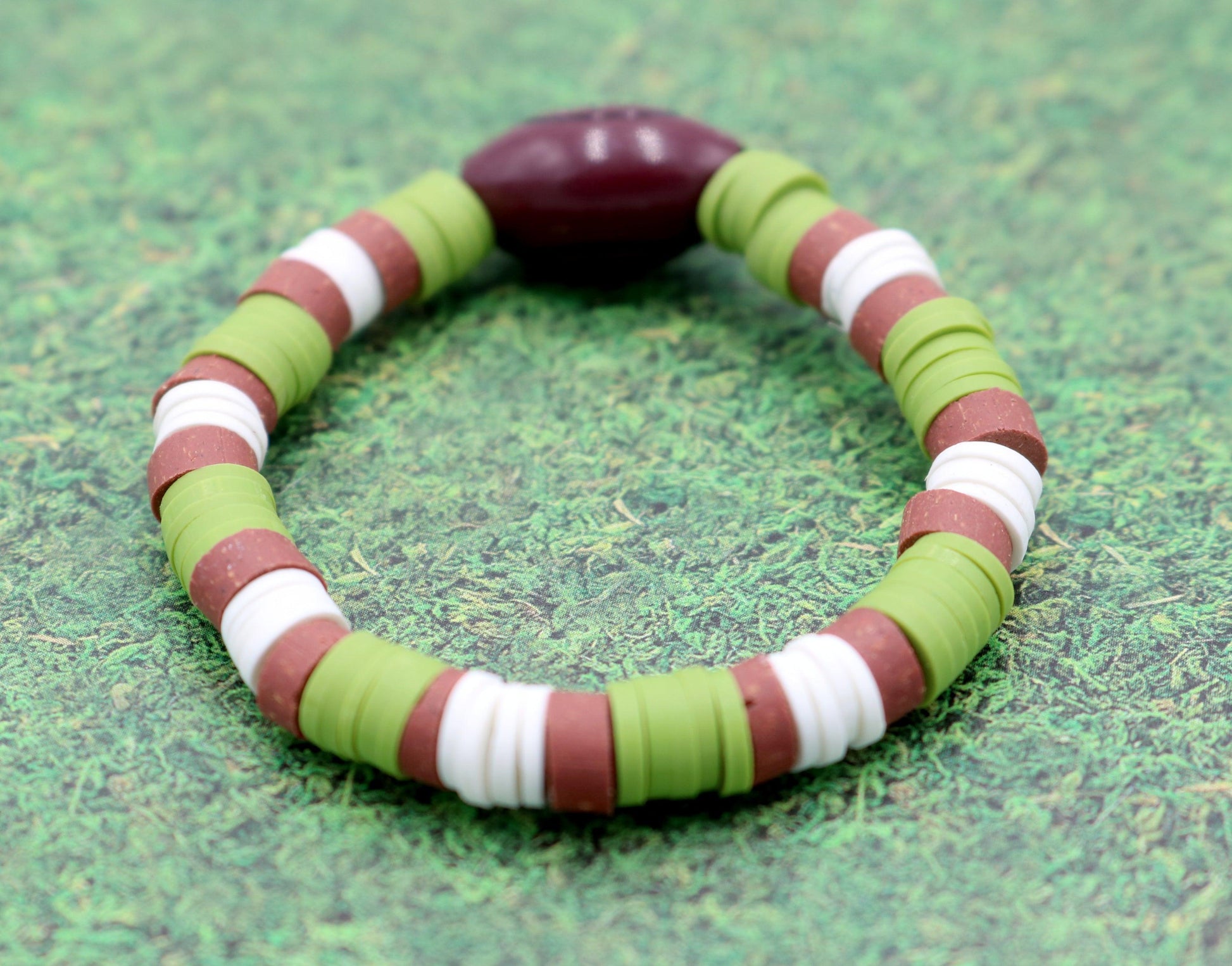 Youth Boy's American Football Themed Polymer Clay Trending Sports Themed Stretch Bracelet - Monkeysmojo