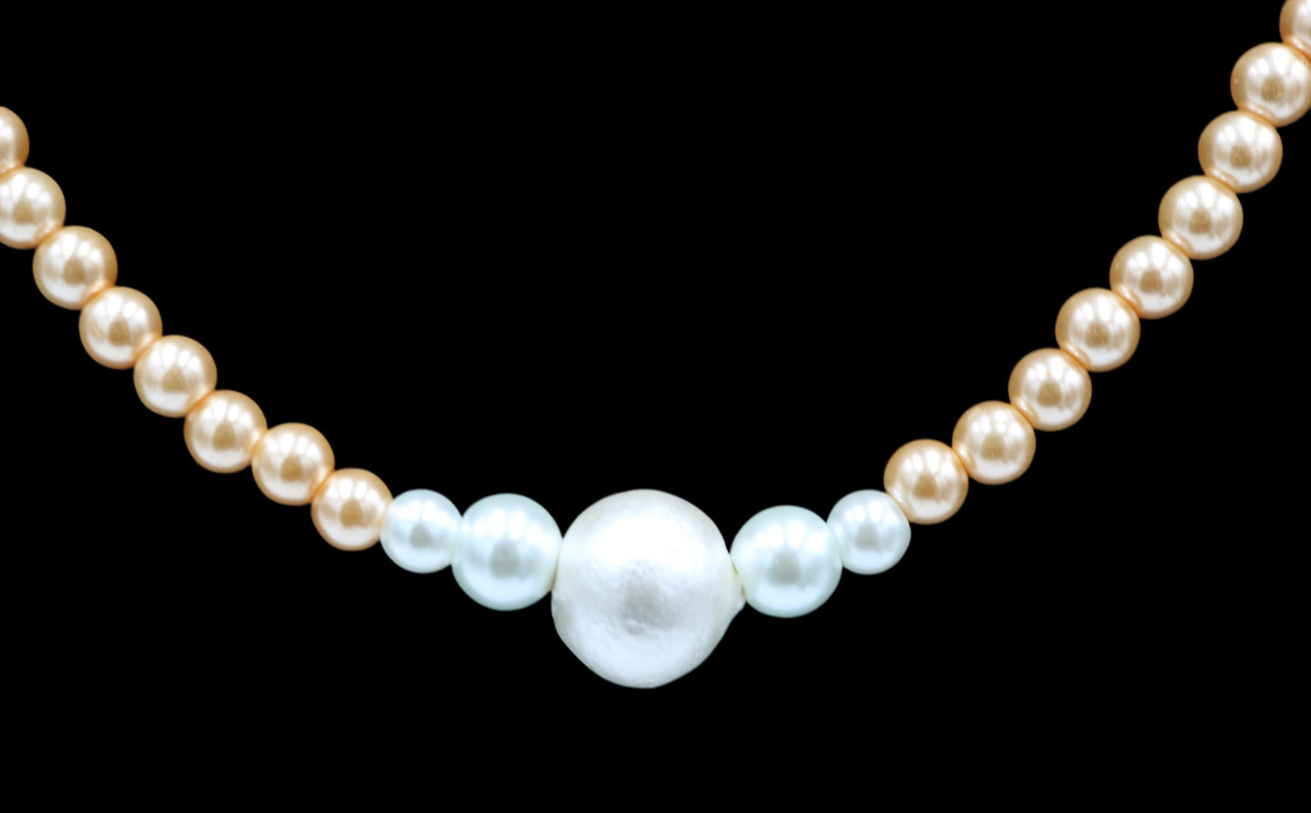 Classic Rose Gold and White Glass Pearl Spring Women's Necklace - Monkeysmojo
