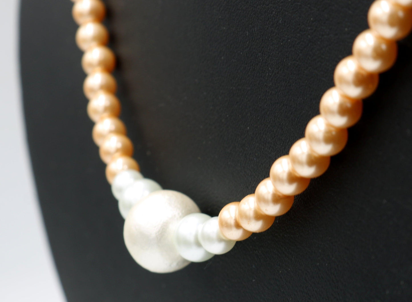 Classic Rose Gold and White Glass Pearl Spring Women's Necklace - Monkeysmojo