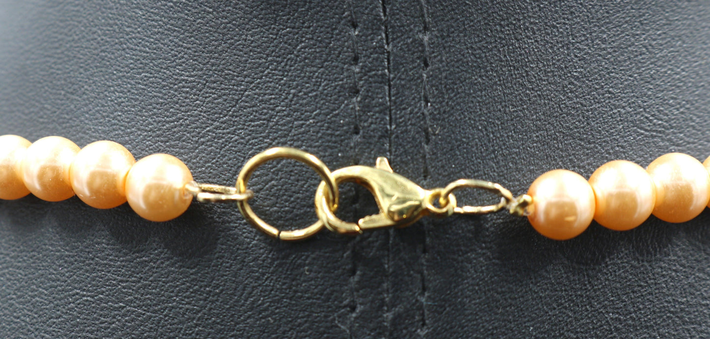 Classic Rose Gold and White Glass Pearl Spring Women's Necklace - Monkeysmojo