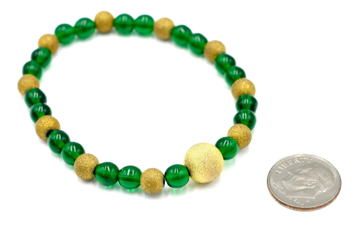 Hand Blown Dark Green and Yellow Gold Sandblasted Glass Women's Bracelet - Monkeysmojo