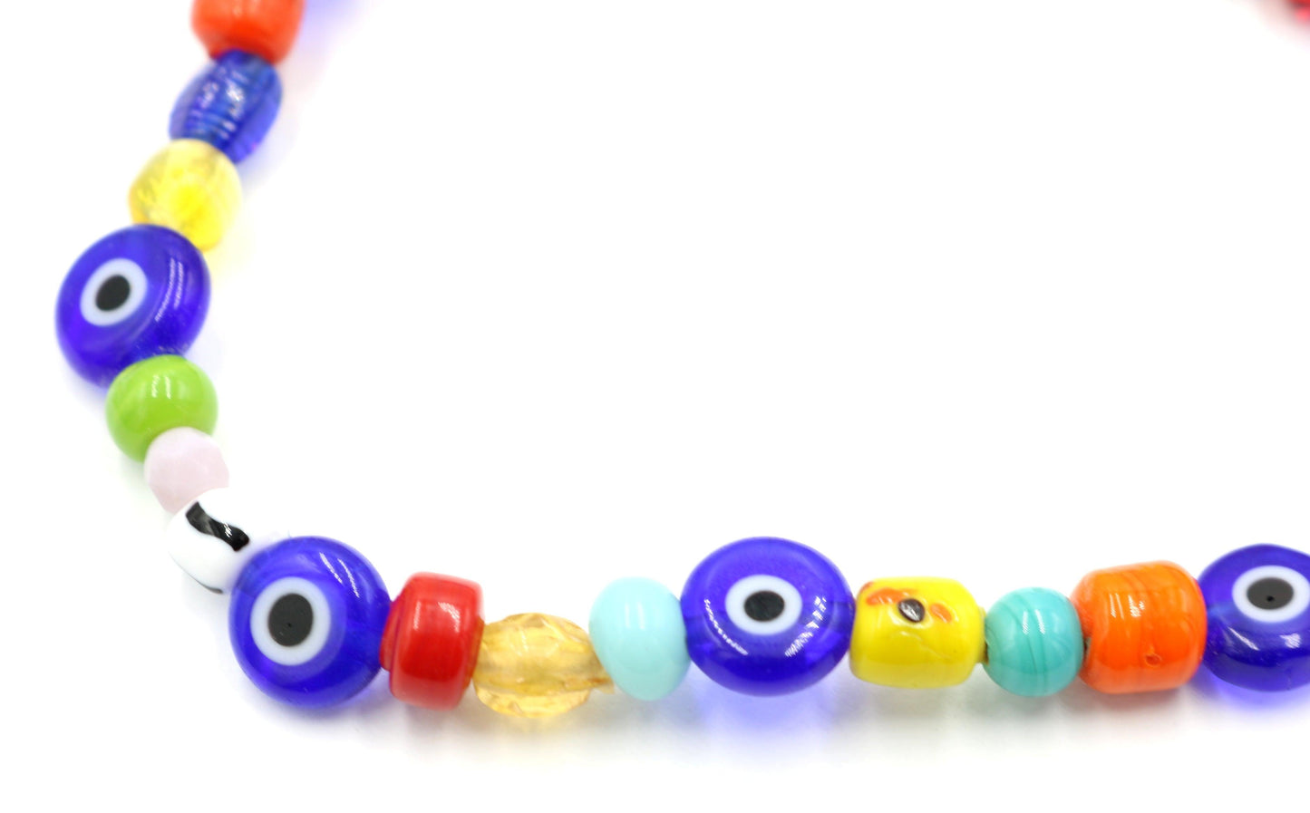 Evil Eyes and Tie Dye - Women's Vibrant Color Glass Bead Bracelet - Monkeysmojo