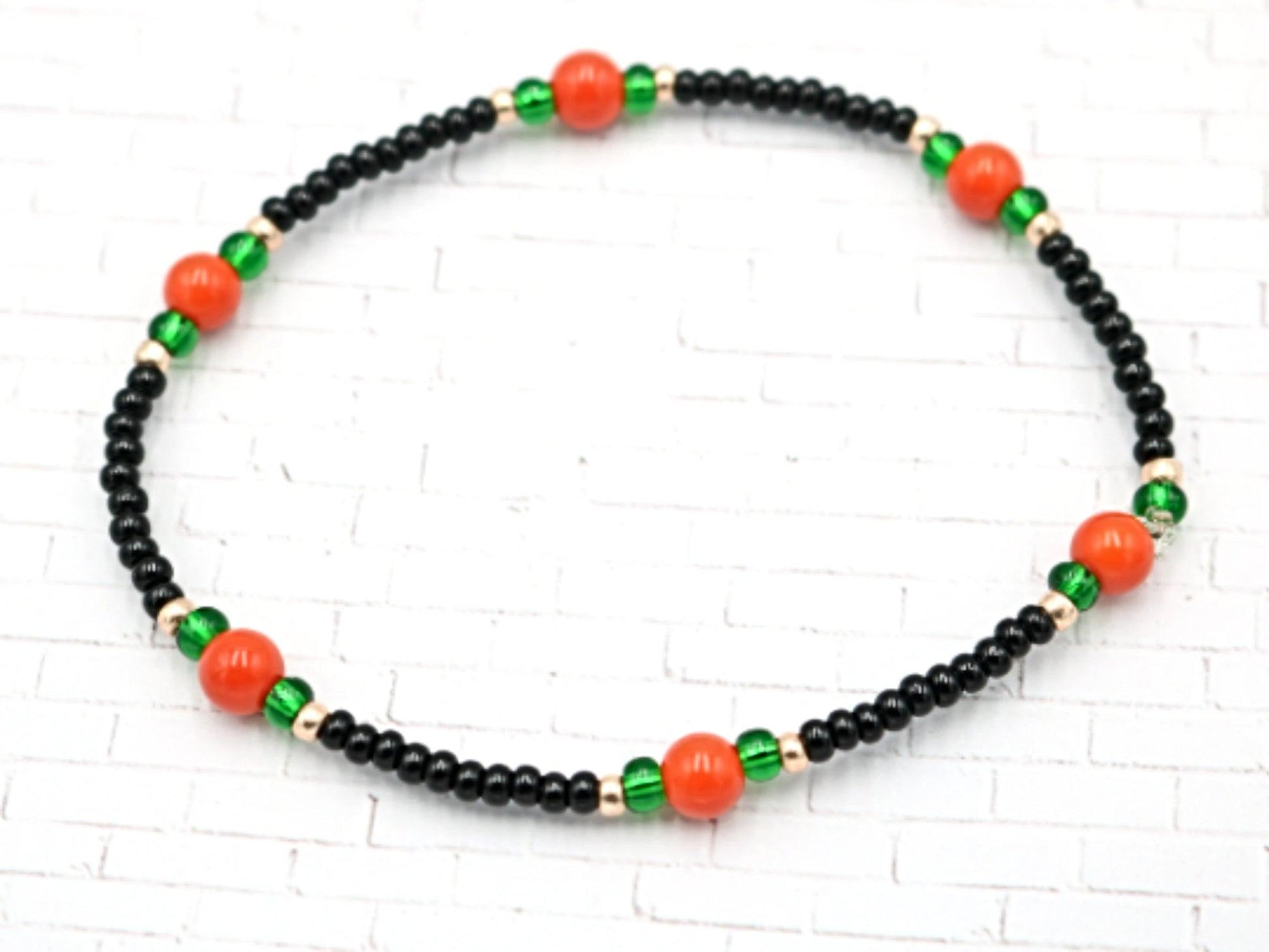 Halloween Seed Bead Bracelet Boho Bracelets Handmade Glass Beads Stretch Bracelet Hail the Great Pumpkin King Inspired Gift 2021 - Monkeysmojo