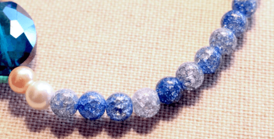 Beautiful Women’s Cracked Blue Quartz with Glass Deep Rich Blue Faceted Cut Glass Gemstone with Two Tone Glass Pearls - Monkeysmojo