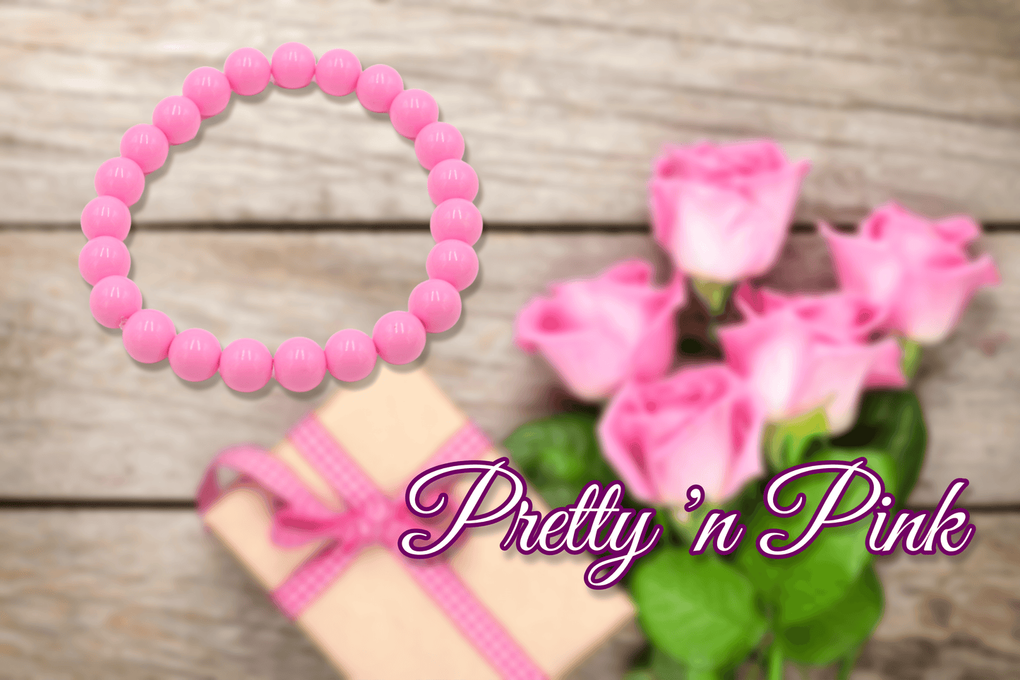 Pretty in Pink Vivid Baby Pink 8mm Round Glass Pink Beads Women's Boho Stack Stretch Bracelet 2022 VSCO - Monkeysmojo