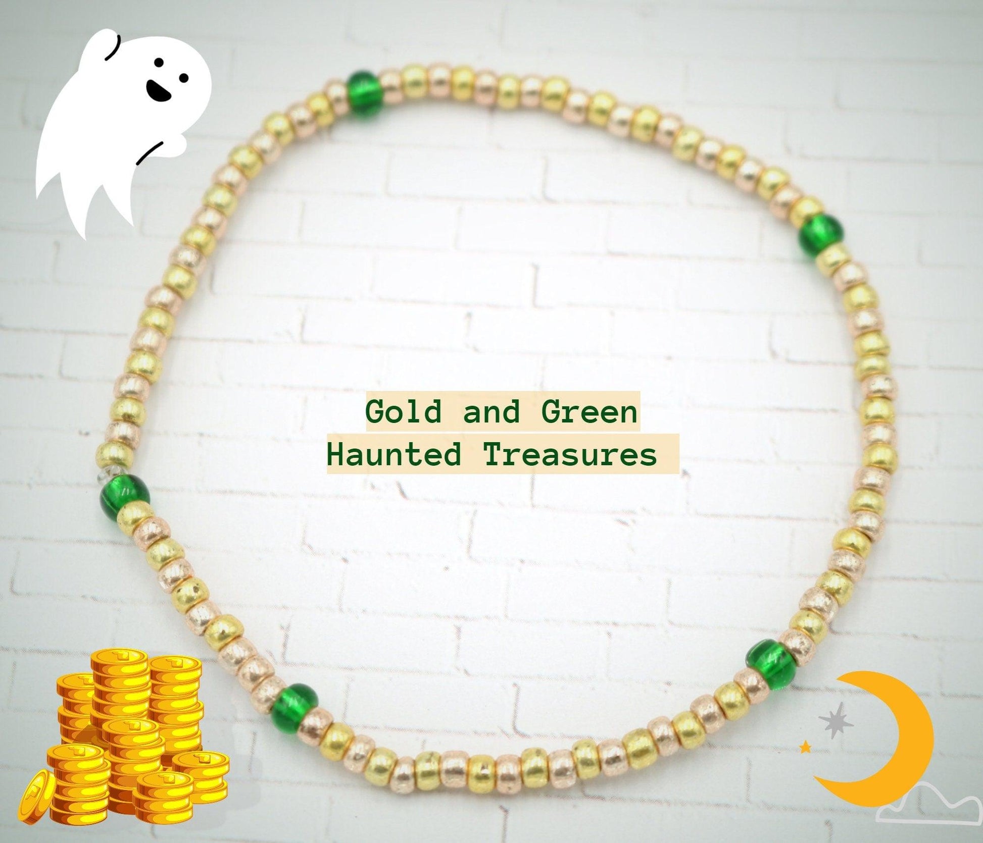 Halloween Seed Bead Bracelet Boho Bracelets Handmade Glass Beads Stretch Bracelet "Haunted Treasure" Inspired Gift 2021 - Monkeysmojo