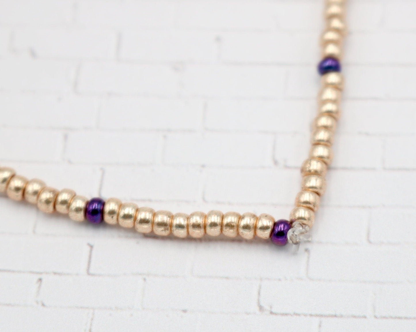 Halloween Seed Bead Bracelet Boho Bracelets Handmade Glass Beads Stretch Bracelet Purple and Rose Gold Haunted House Gift 2021 Original - Monkeysmojo