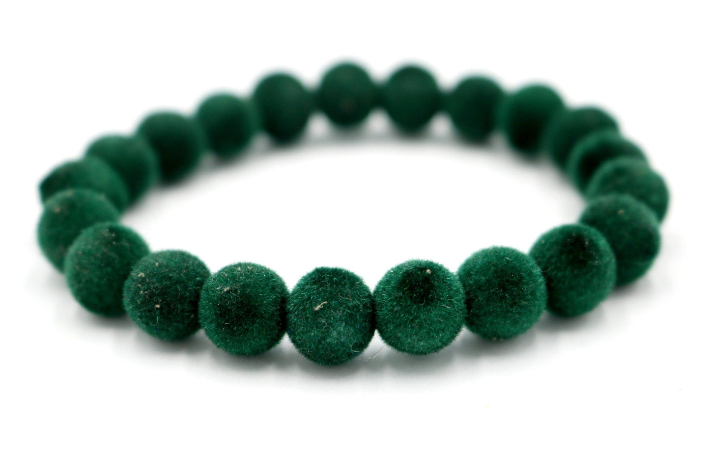 Holiday Vibes and Dark Green 10mm Velvet Acrylic Beads Beaded Stretch Bracelet - Monkeysmojo