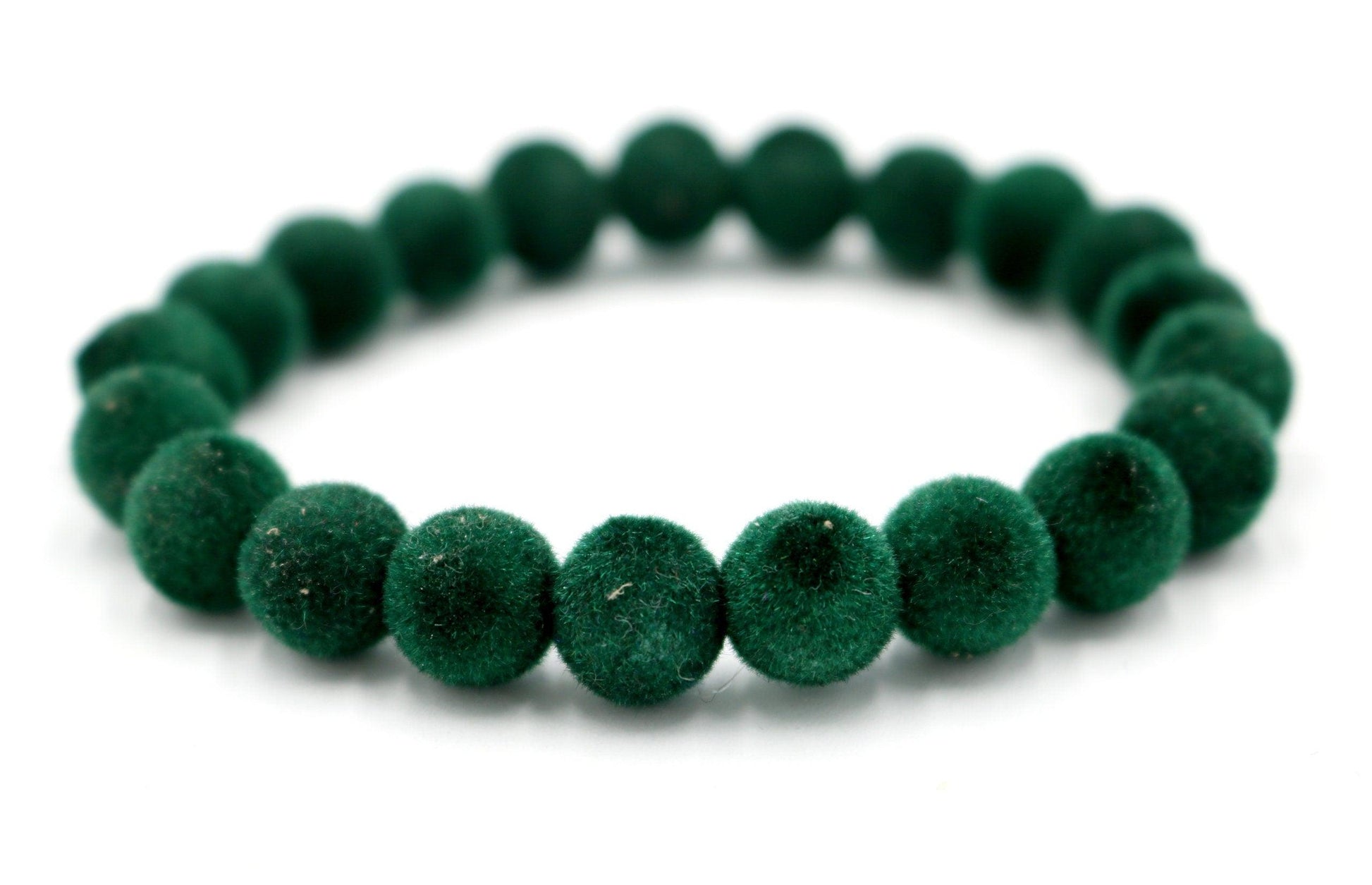 Holiday Vibes and Dark Green 10mm Velvet Acrylic Beads Beaded Stretch Bracelet - Monkeysmojo