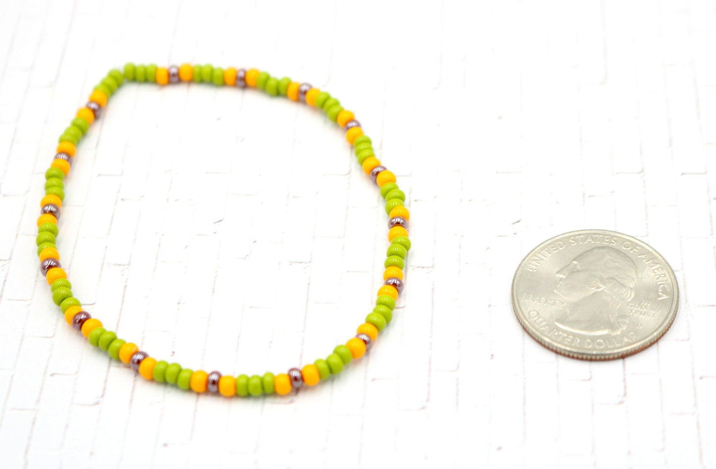 Four Corn and Seven Years Ago Yellow, Green, Brown Stretch Seed Danity Seed Bracelet Bright Bold Women's Stack Bracelet 2021 Gift Homemade - Monkeysmojo