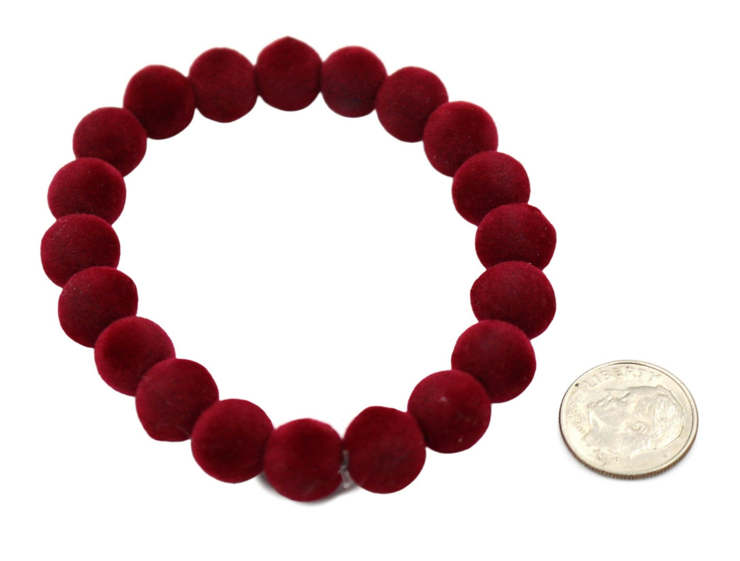 Holiday Vibes and Red Wine 10mm Velvet Acrylic Beads Beaded Stretch Bracelet - Monkeysmojo