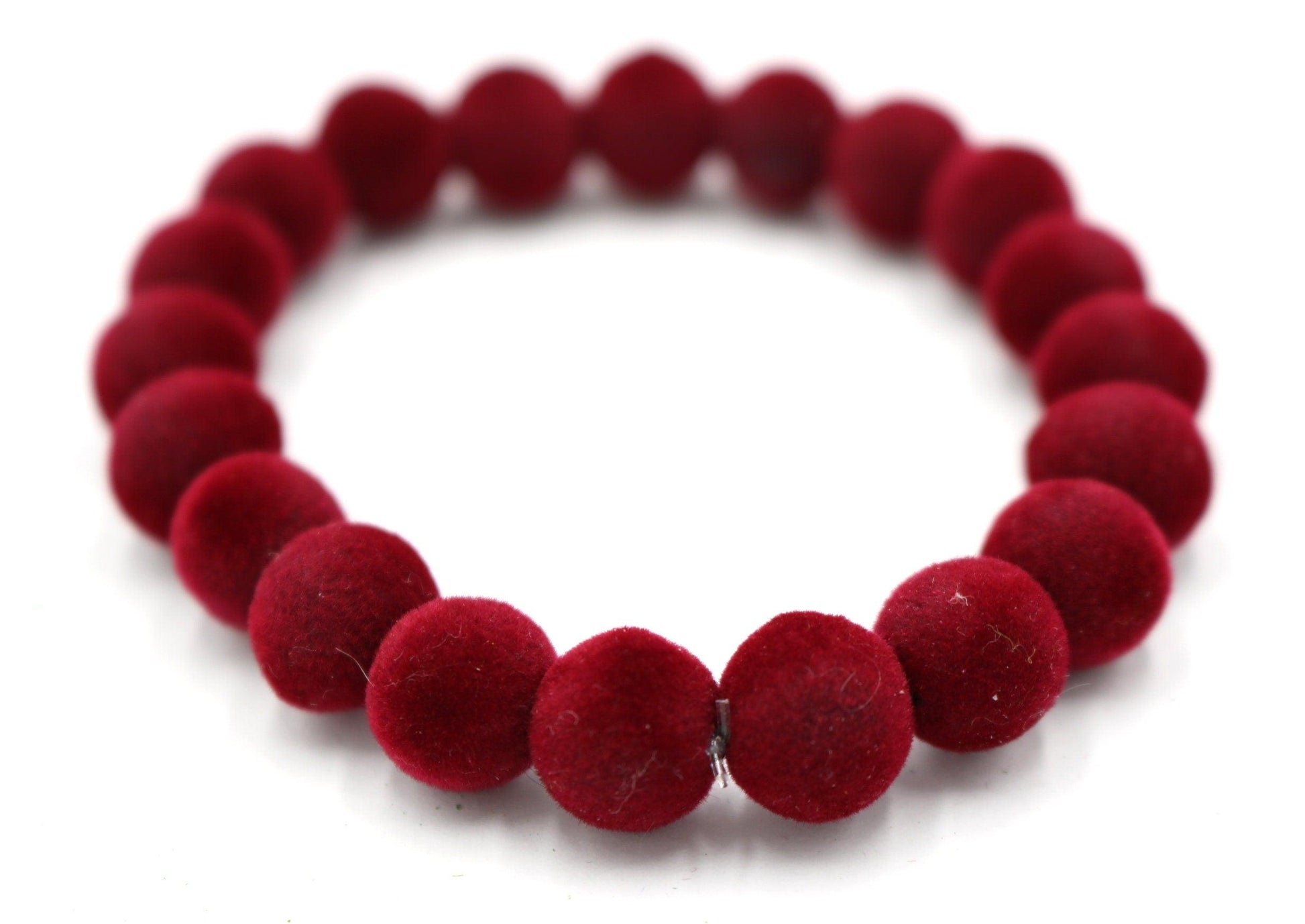 Holiday Vibes and Red Wine 10mm Velvet Acrylic Beads Beaded Stretch Bracelet - Monkeysmojo