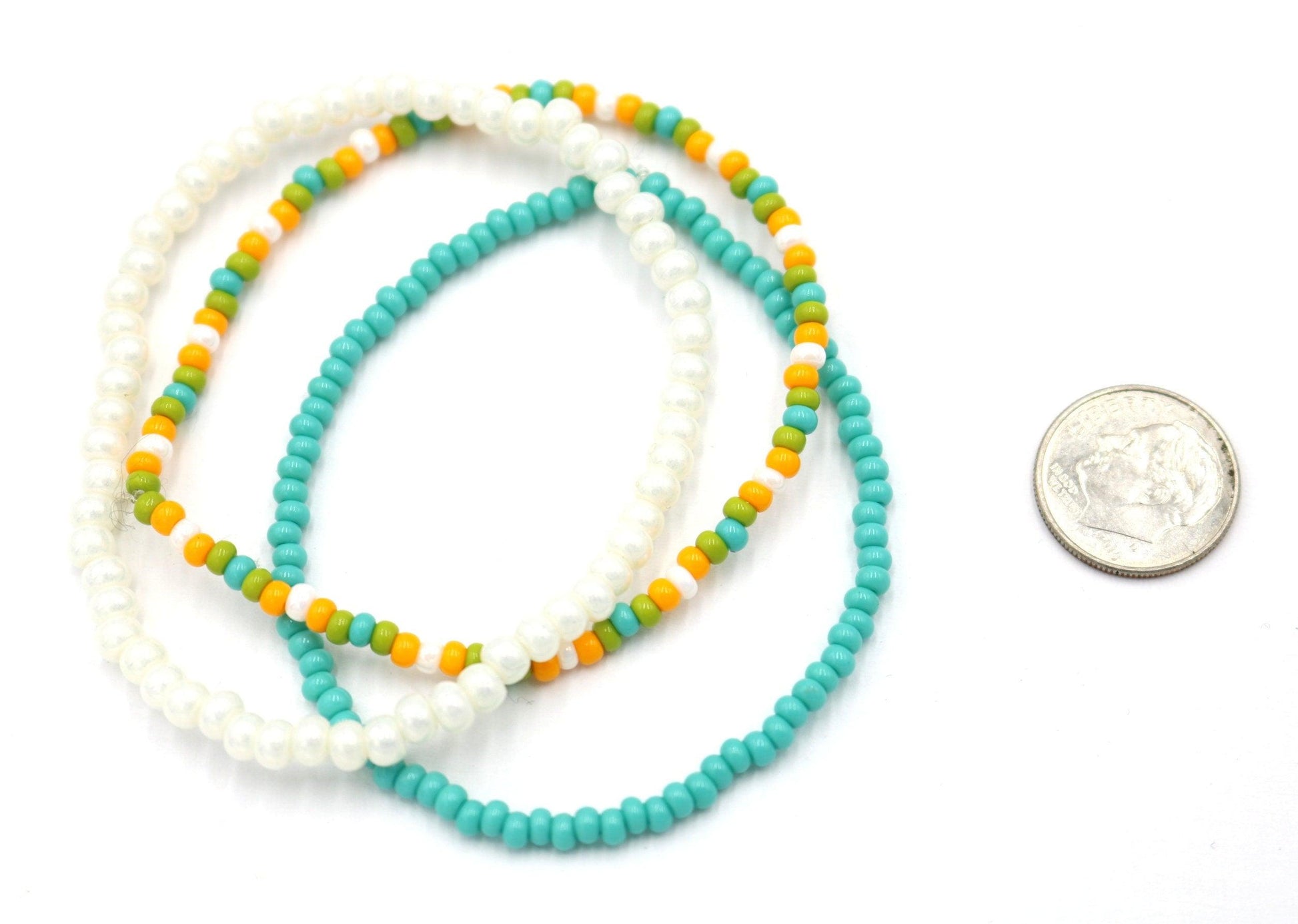 Stunning and Fun Beach Vibes in Cold Times 3 Piece Stack Bracelet Set Beaded Bracelets Boho Bracelets Handmade Glass Beads Stretch Bracelet - Monkeysmojo