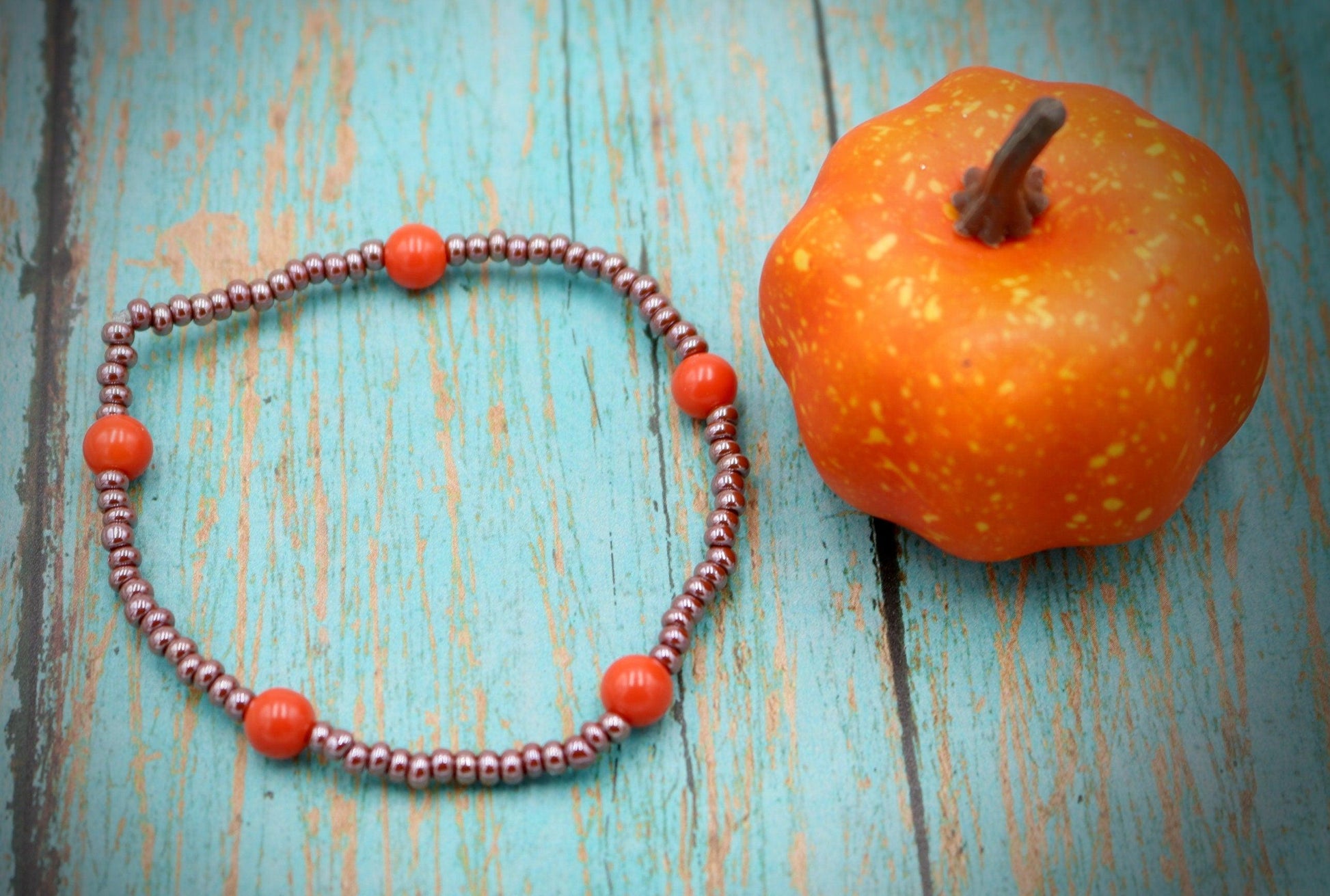 Pumpkin Pie and Spice Vibes Stack Bracelet Beaded Bracelet Boho Bracelets Handmade Glass Beads Stretch Bracelet Thanksgiving Inspired - Monkeysmojo